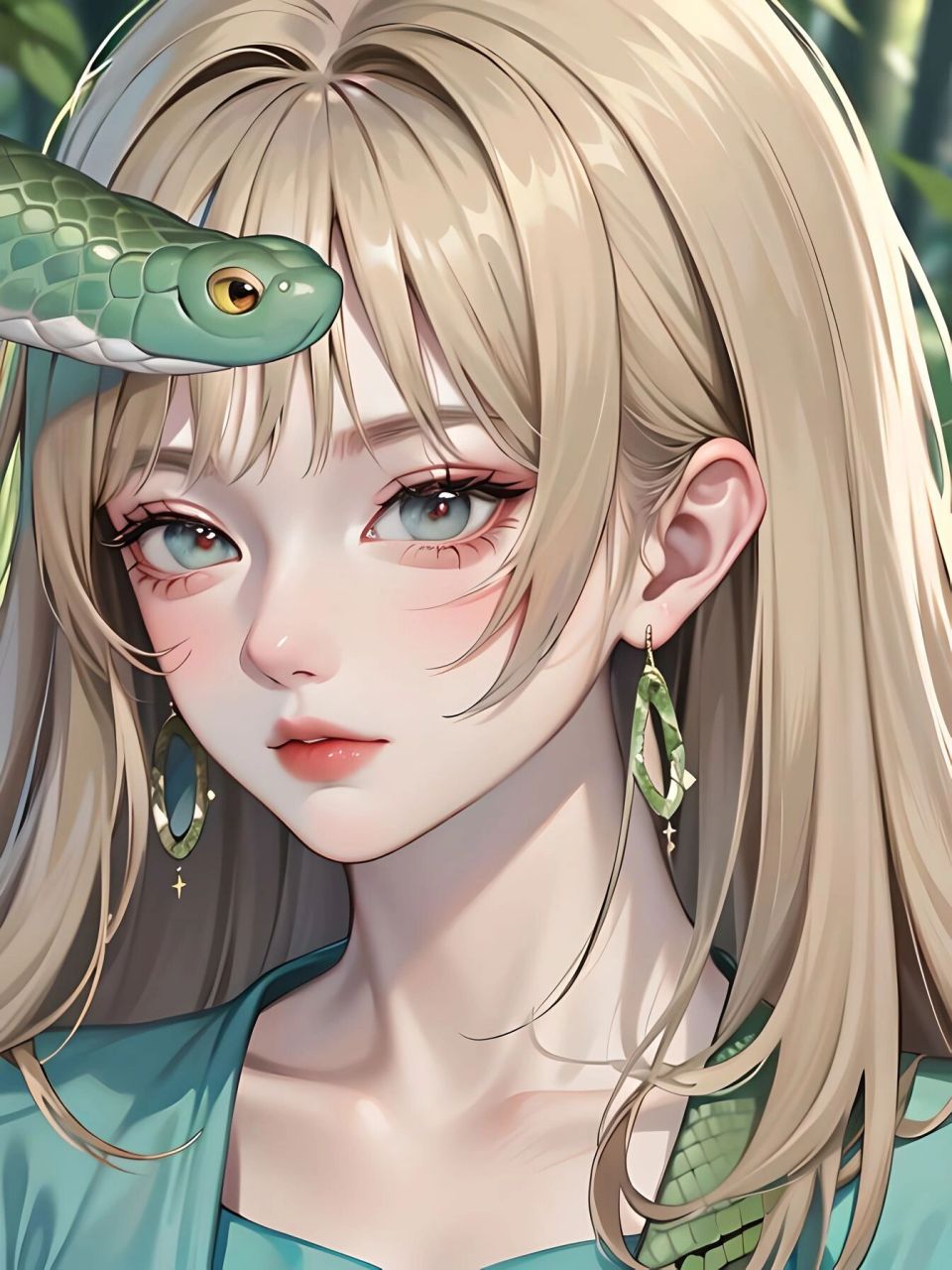 78十二生肖拟人 | 蛇97 鳞蹙翠光抽璀璨,腹连金彩动弯环.