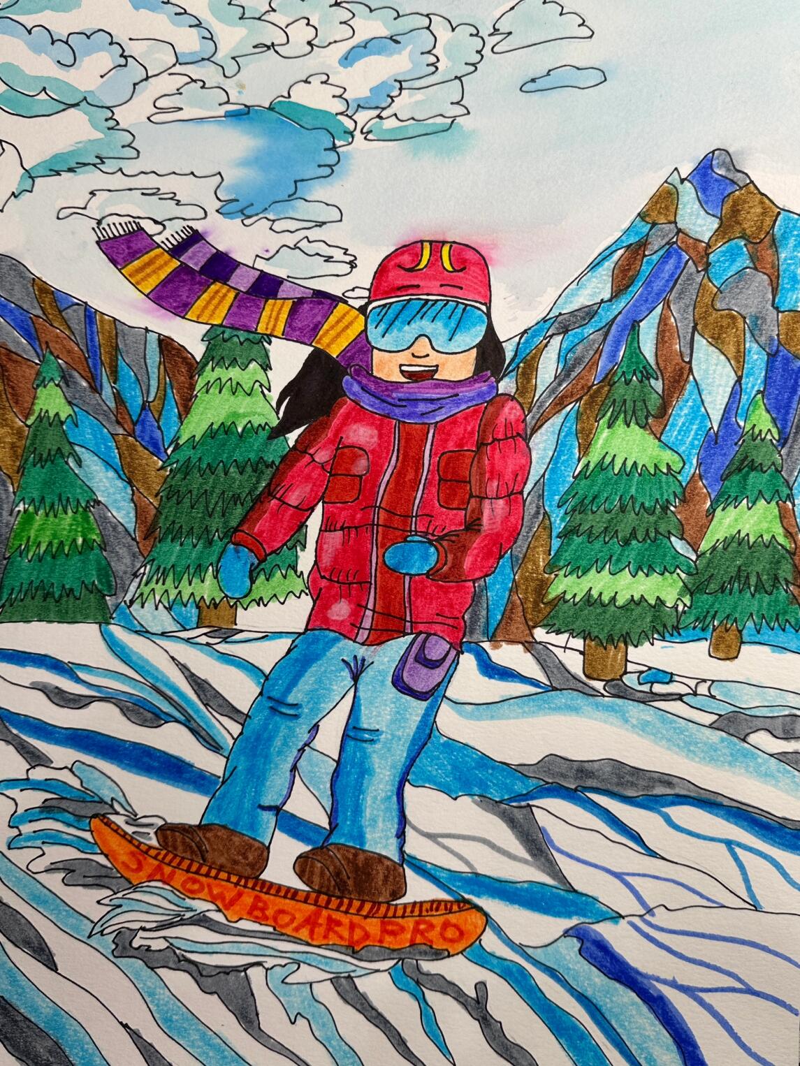 鹤闻绘画日常:滑雪女孩