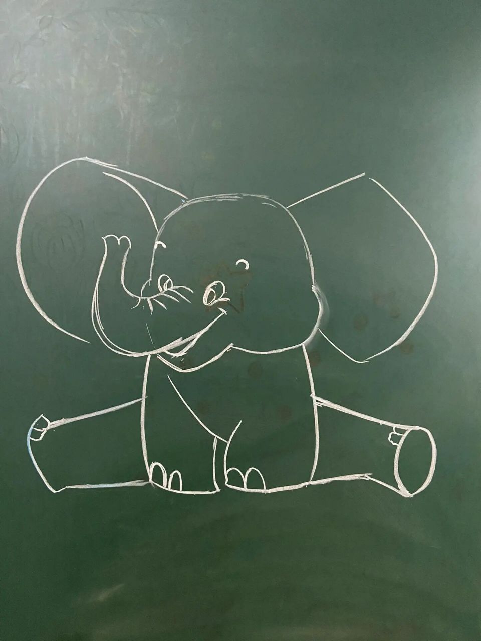 黑板报|粉笔画61插图大象