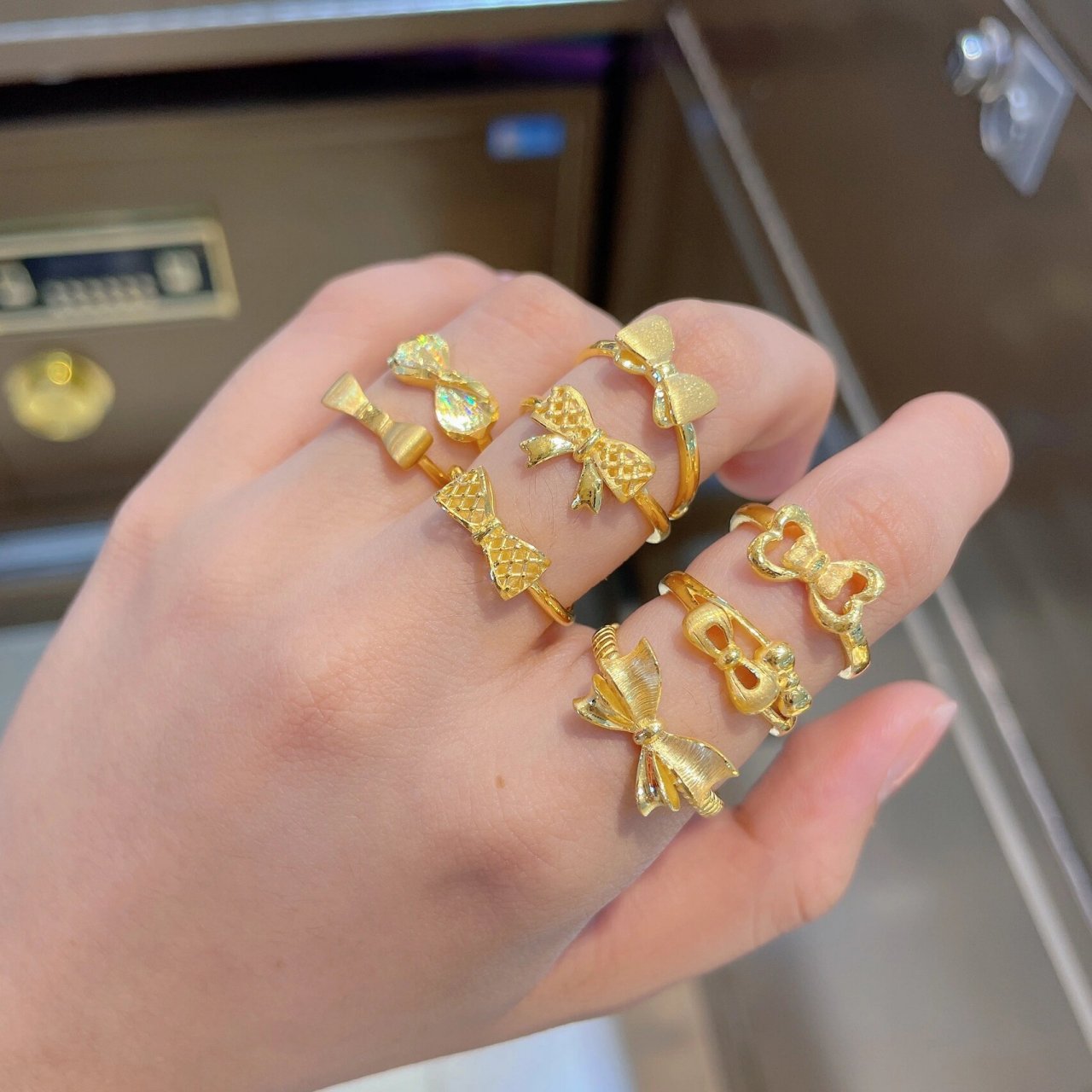 足金黄金戒指合集图|日常又百搭实拍上手图 足金999.