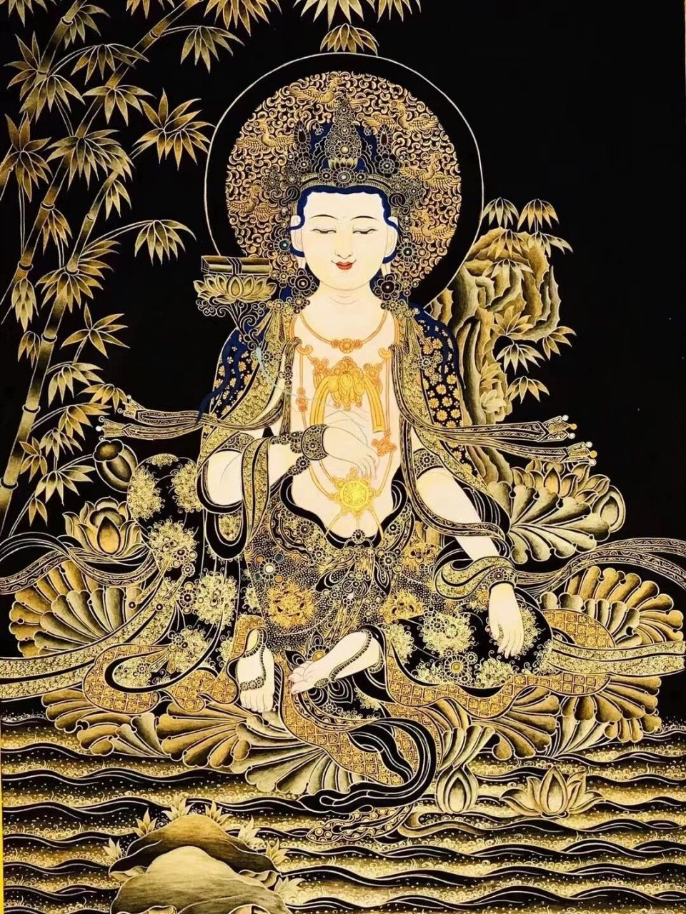 《普贤菩萨》|收藏级热贡唐卡 【中国青海唐卡】收藏级热贡唐卡 画芯