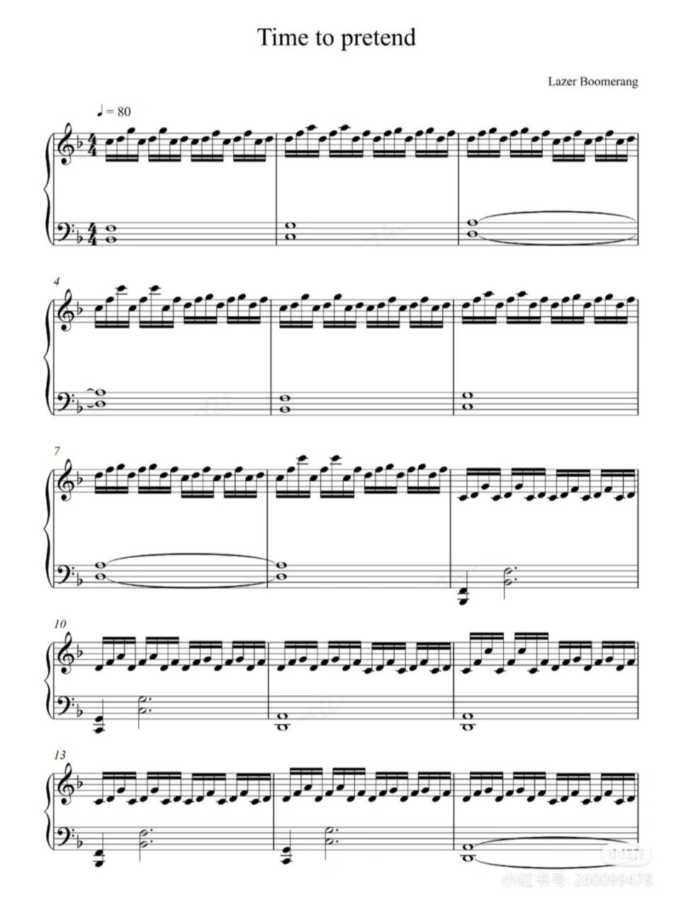 time to pretend简单版超级宝藏的钢琴谱 原版降号太