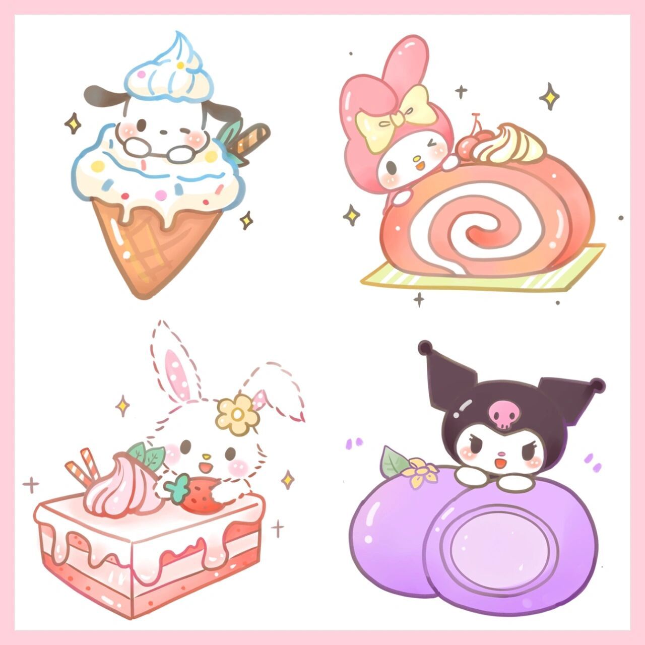 简笔画|甜品简笔画|三丽鸥96 第二波甜品小可爱～小帕,美乐蒂