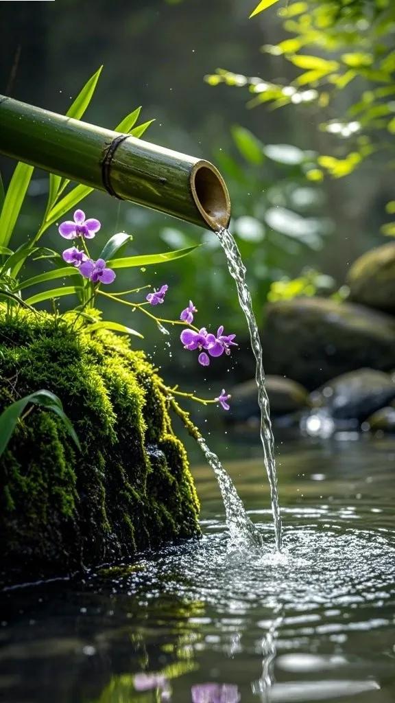 竹筒流水,清新自然,别有一番风味!