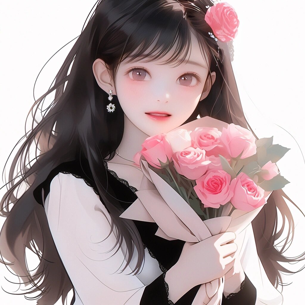 抱花女孩‖可爱女生头像