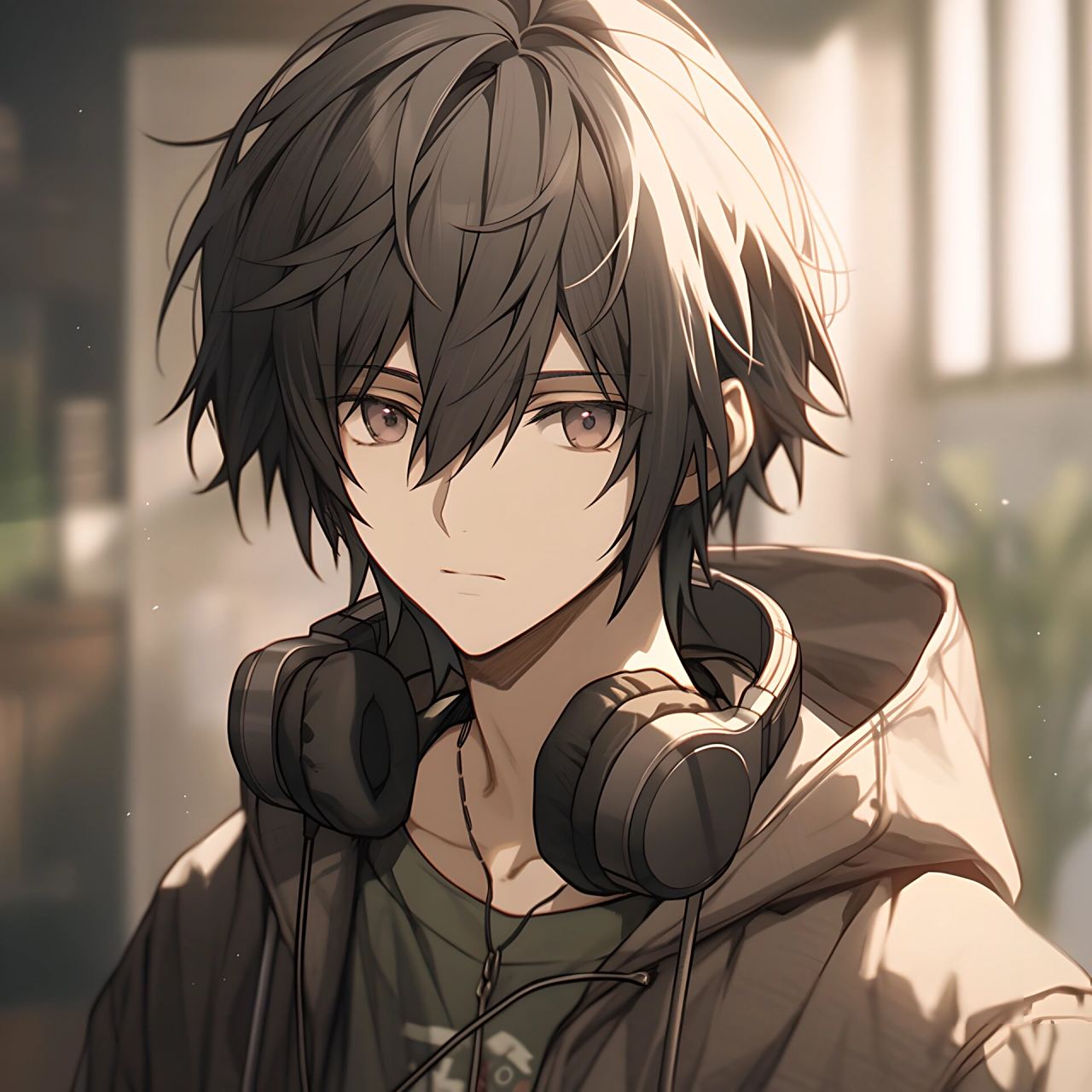 5250耳机少年5250 一组戴耳机的动漫男生头像