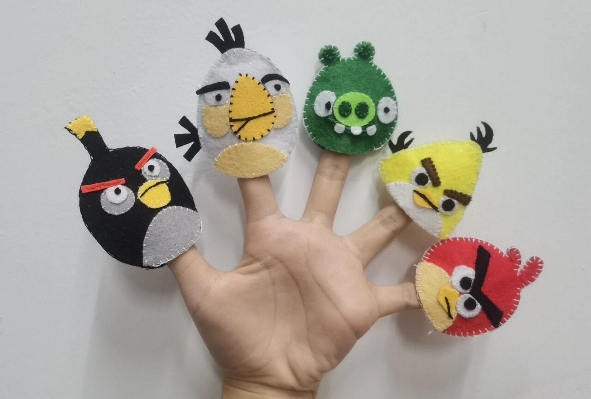 手指偶(不织布愤怒的小鸟) 手指偶是幼儿园里非常常见的教具 我这个