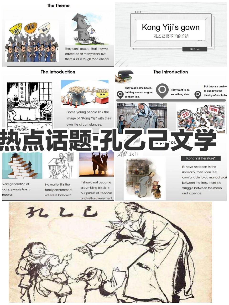 英语课前演讲主题||英语presentation:孔乙己脱不掉的长衫 ppt16页