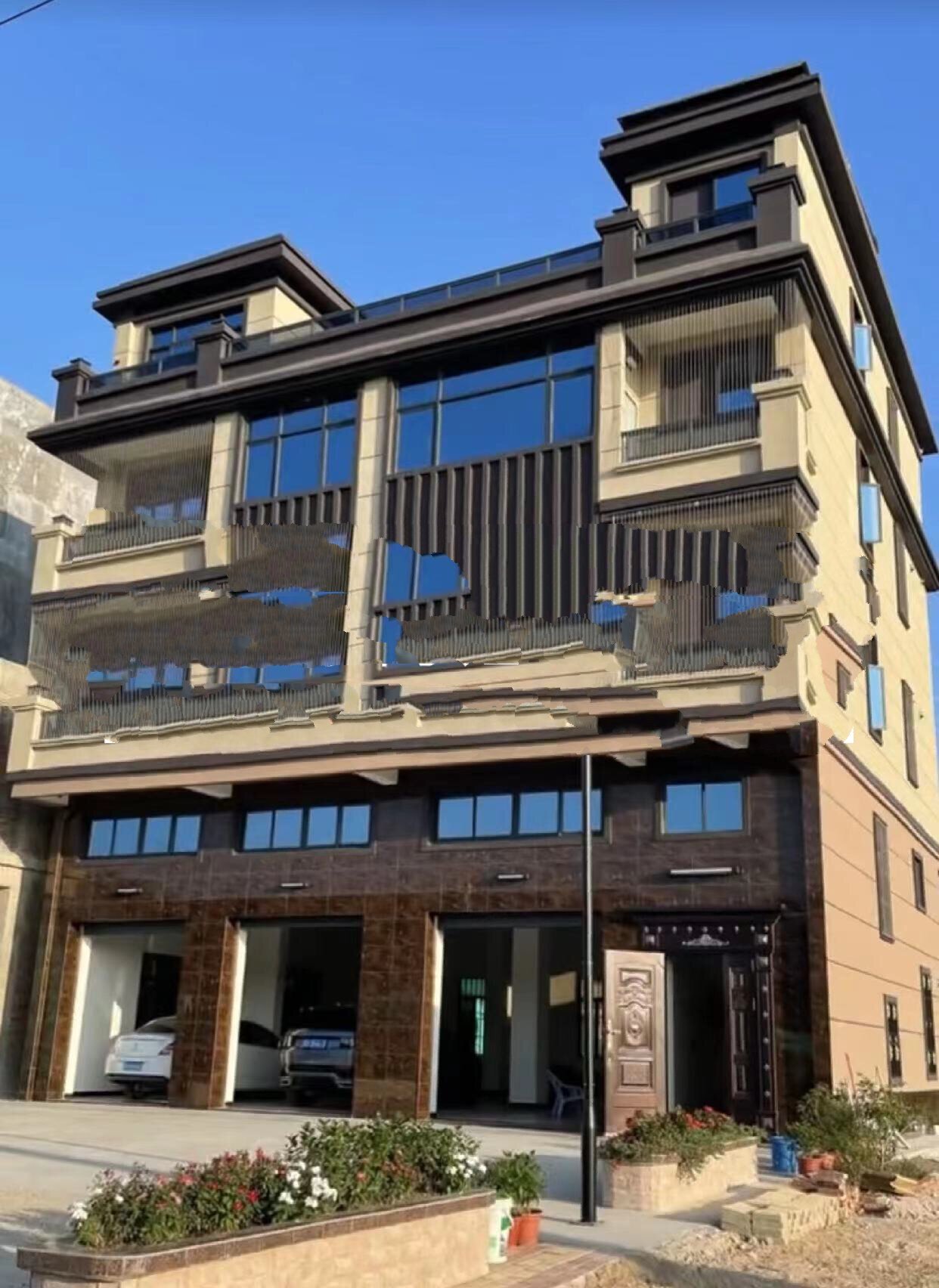 临街商铺四层自建房设计97(附带建成实拍)