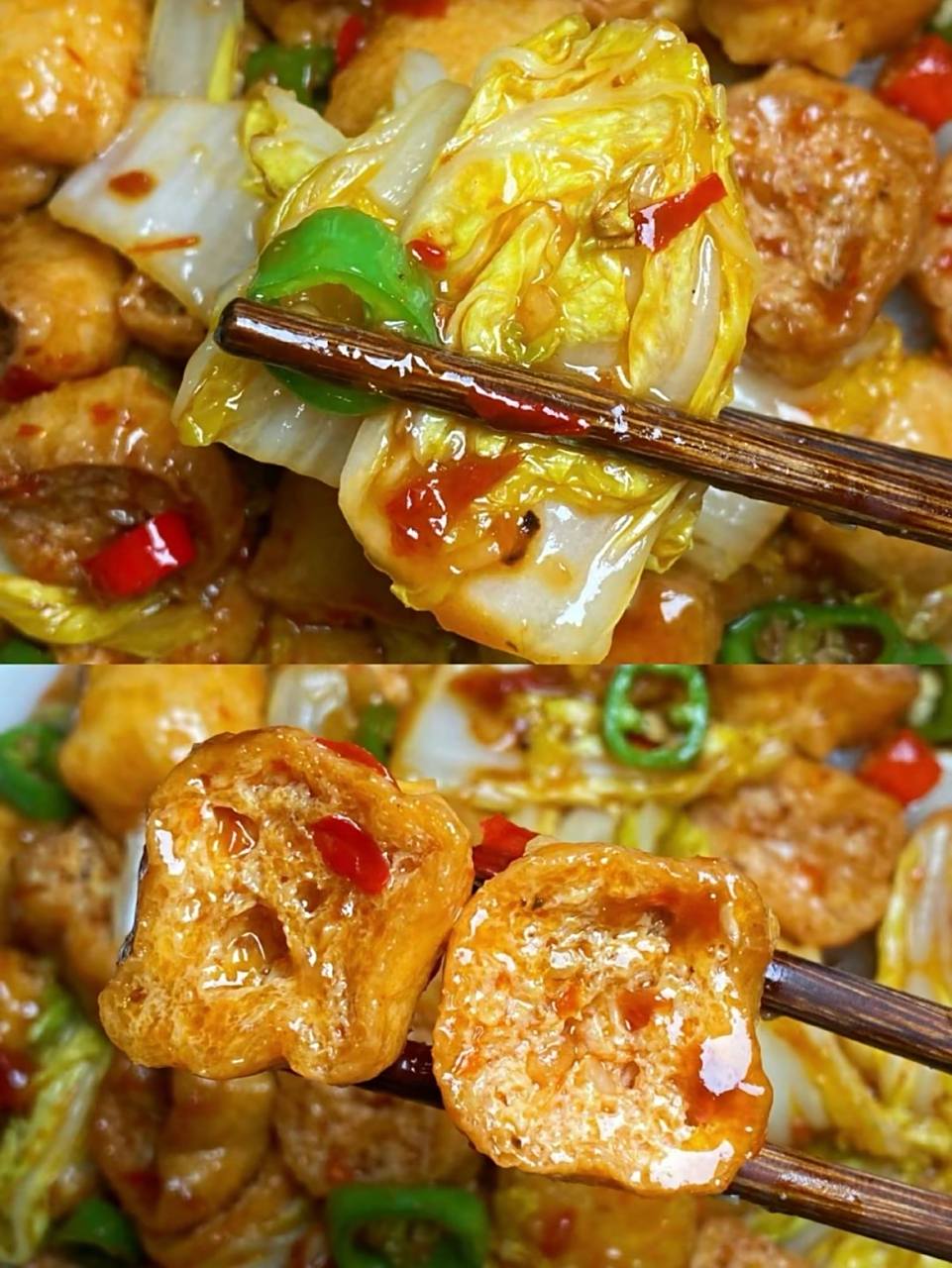 娃娃菜炒豆腐泡,简单爽口的下饭菜02    推荐给集美们这道爽口菜