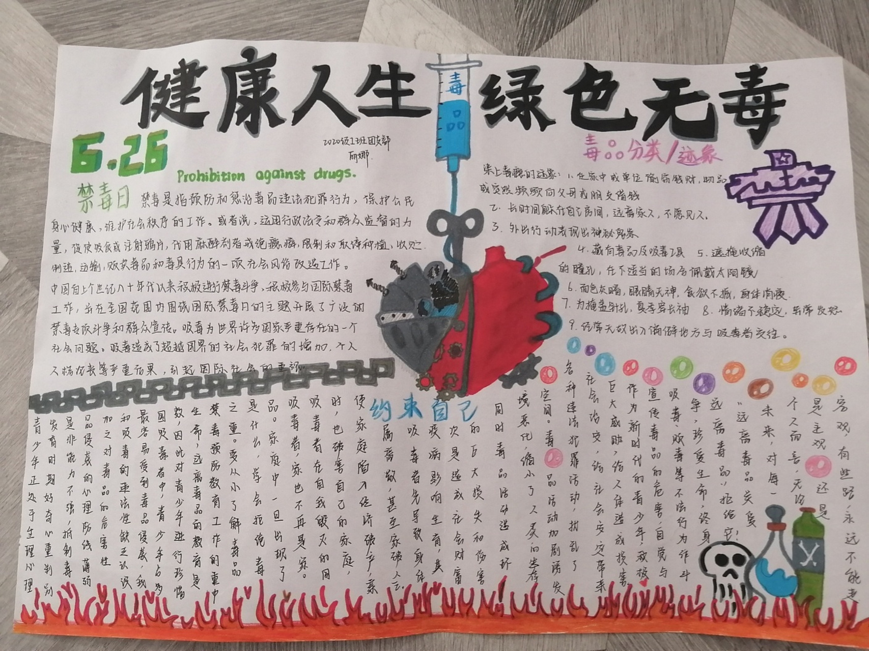 禁毒手抄报 健康人生  绿色无毒 	 想在夏天的傍晚,急匆匆的扒完一碗