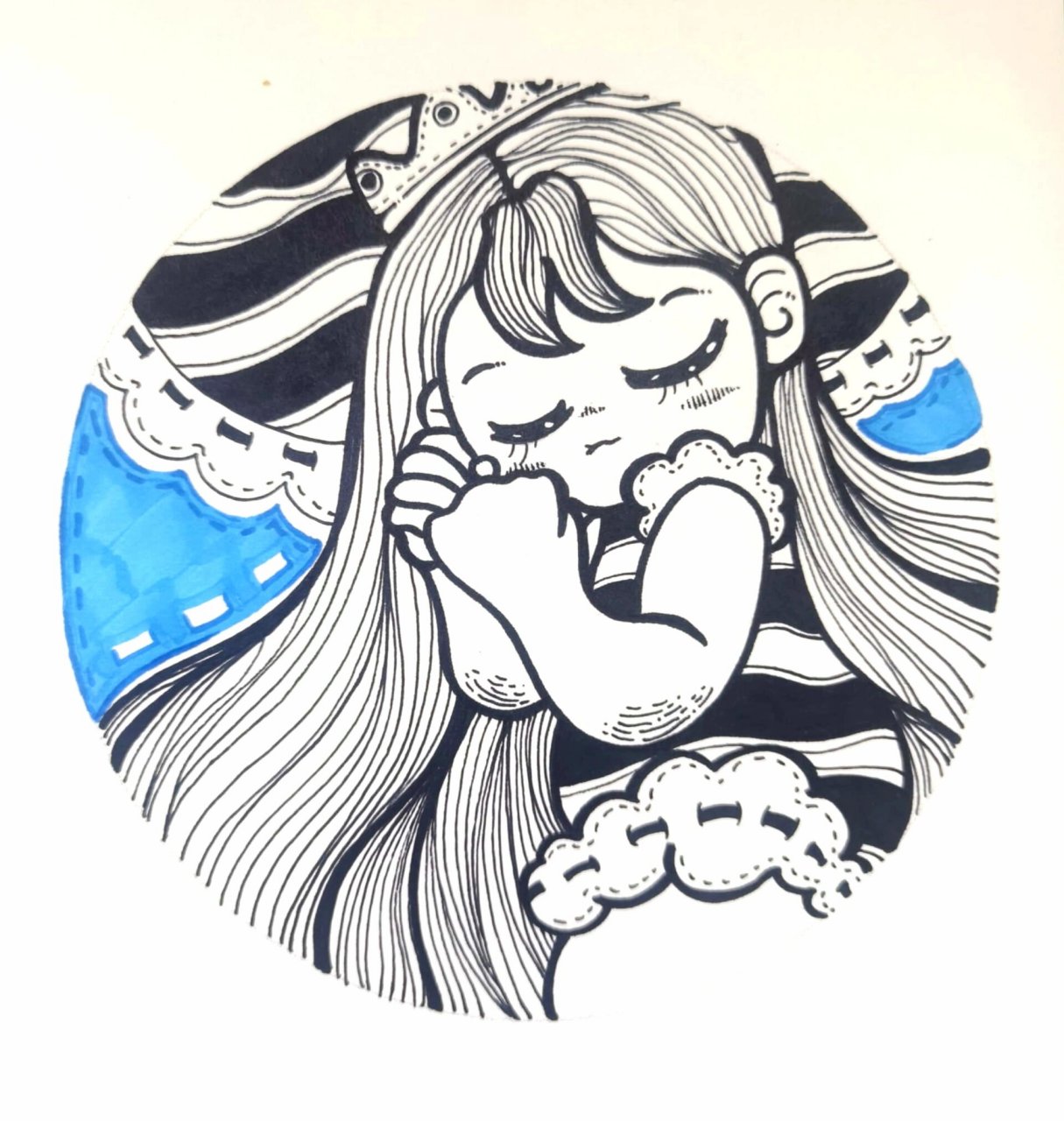 儿童画 线描～可爱的小女孩 四季