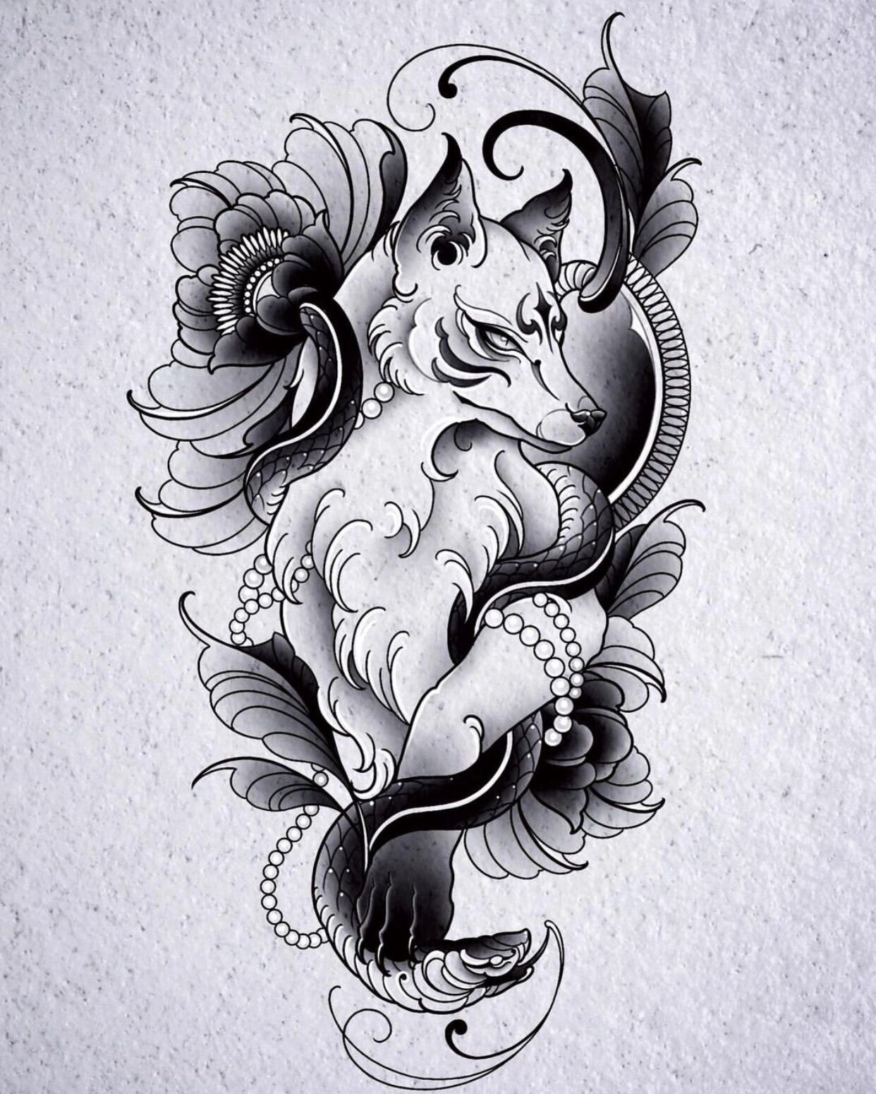 狐狸02纹身手稿推荐给大家 全是狐狸手稿分享.