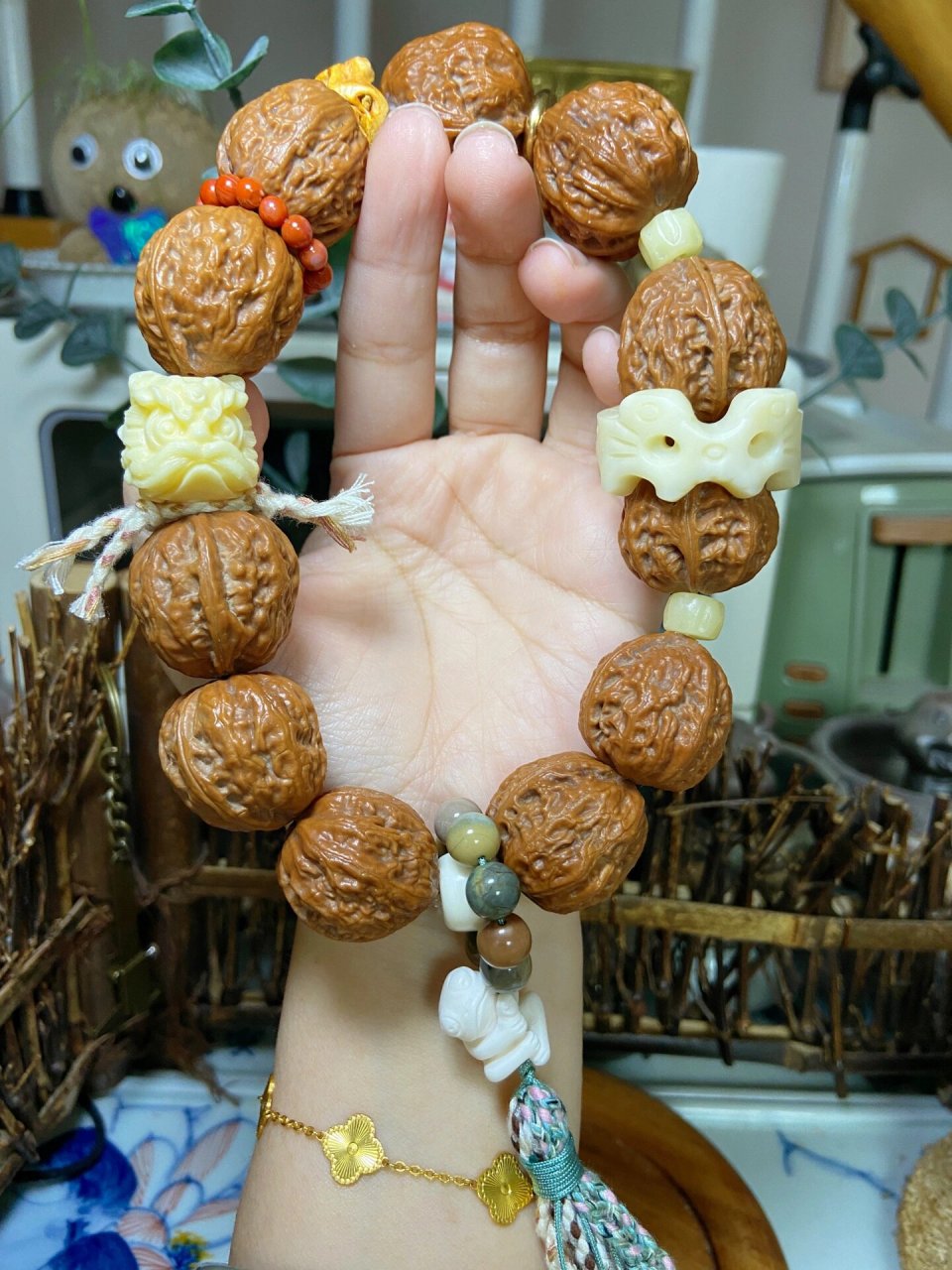 设计款小核桃手持 整套搭配超级美 设计款核桃手串手持 文玩收藏 尺寸