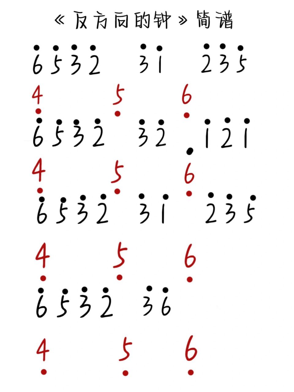 《反方向的钟》钢琴谱