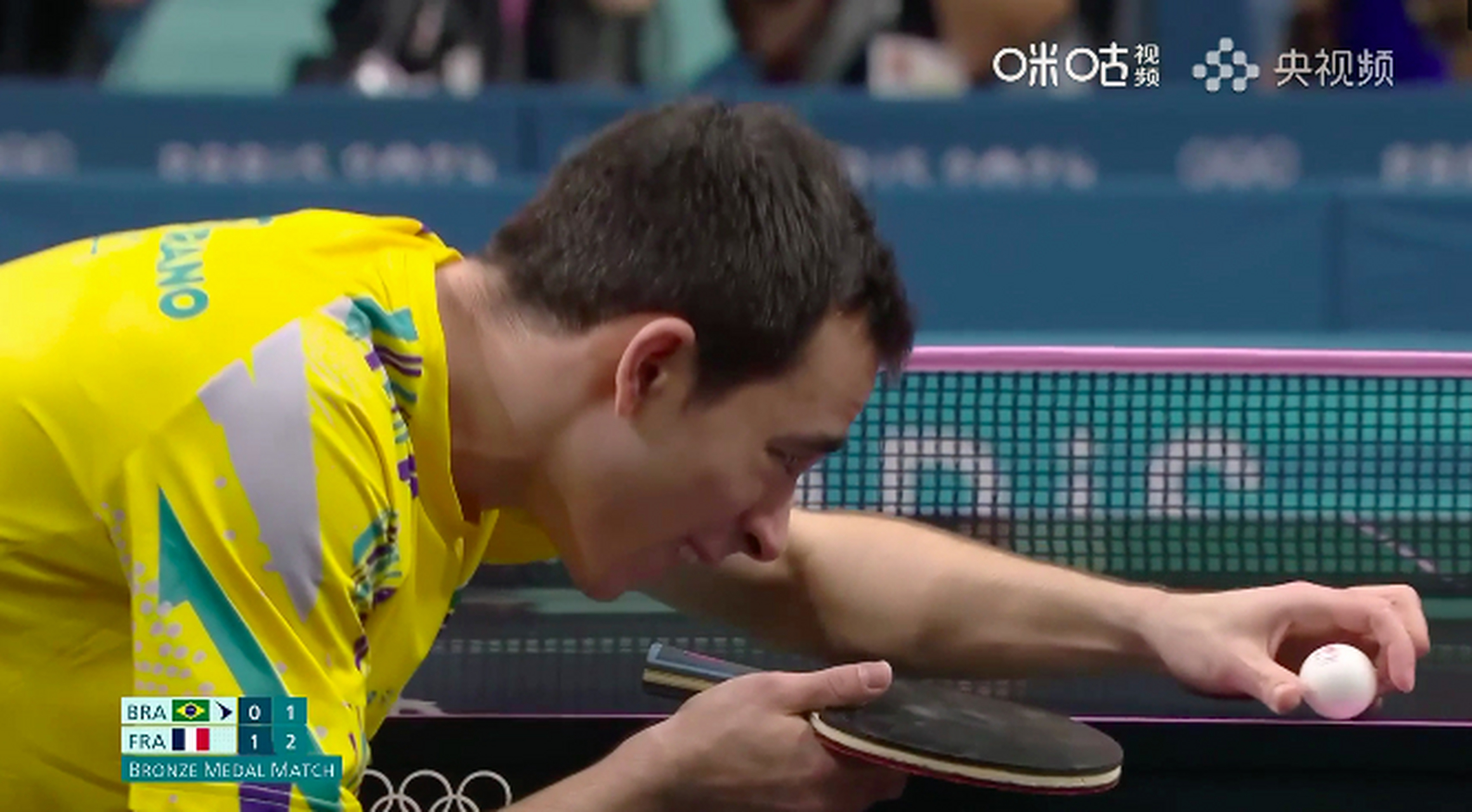 雨果vsf勒布伦    巴黎奥运会乒乓球男单铜牌争夺赛,巴西选手雨果