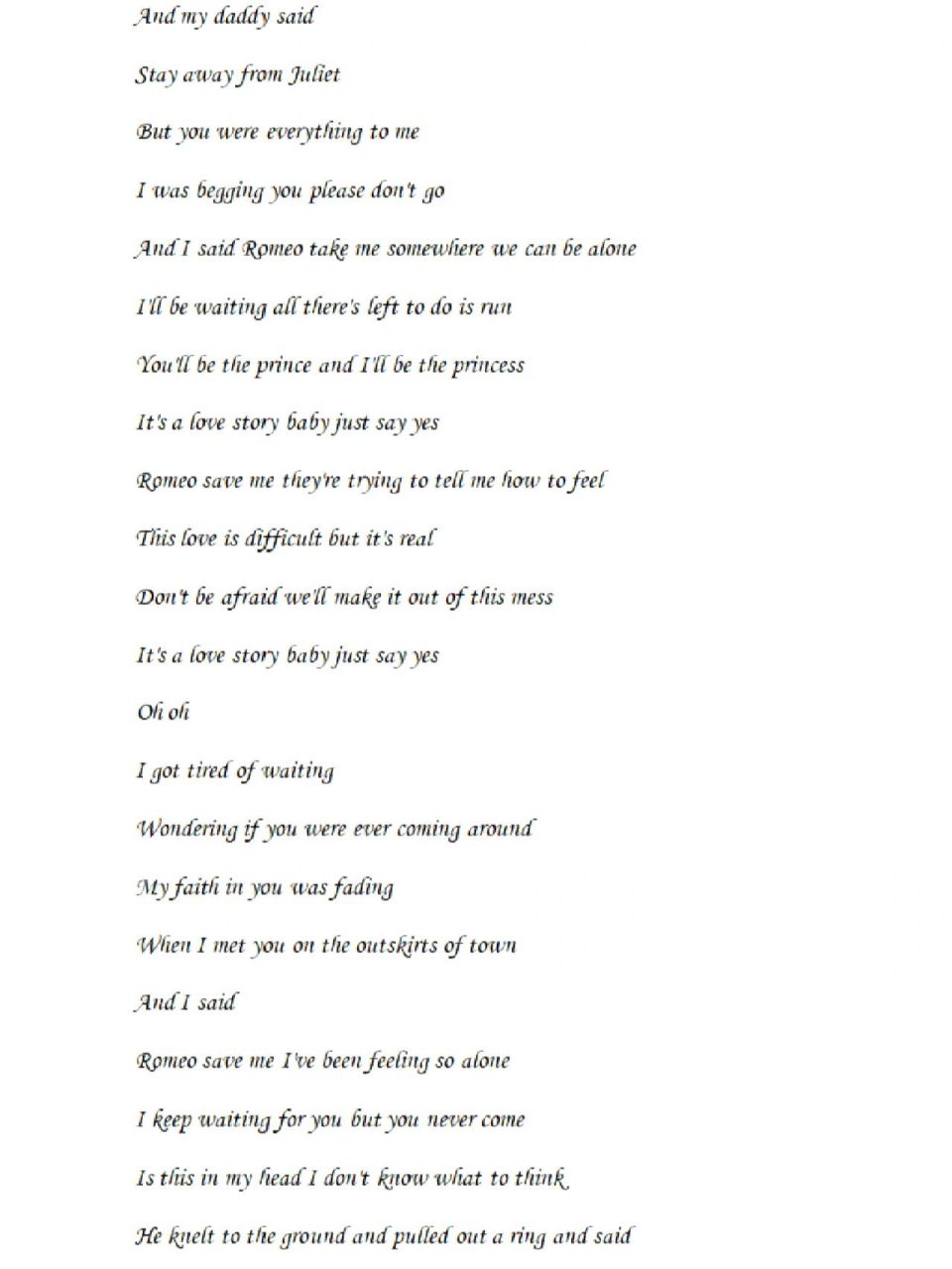 每天一首歌词分享——《love story》