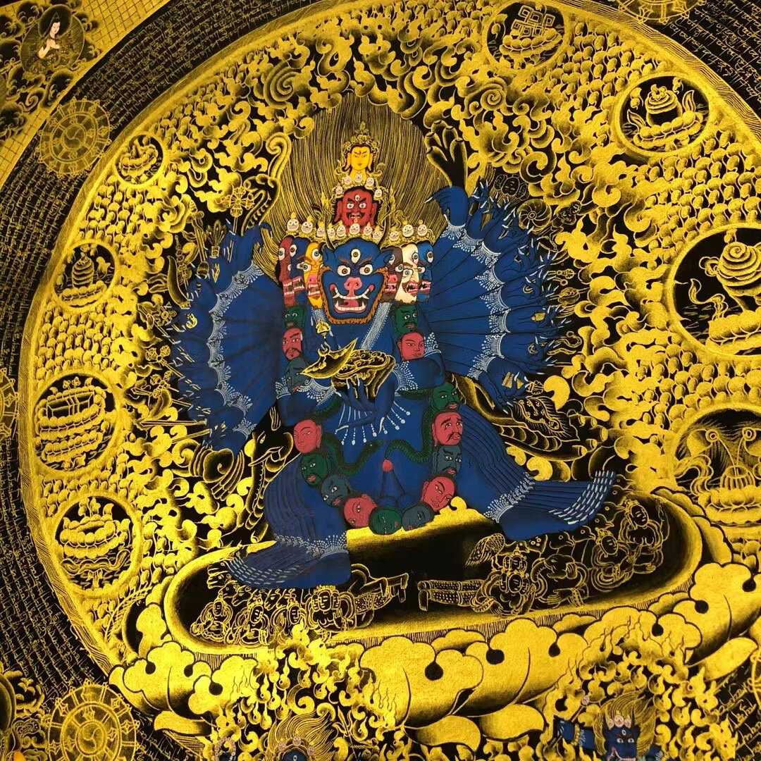 最新款  黑金 经文唐卡   那噶王喇嘛少见绘 最新款  黑金 经文唐卡