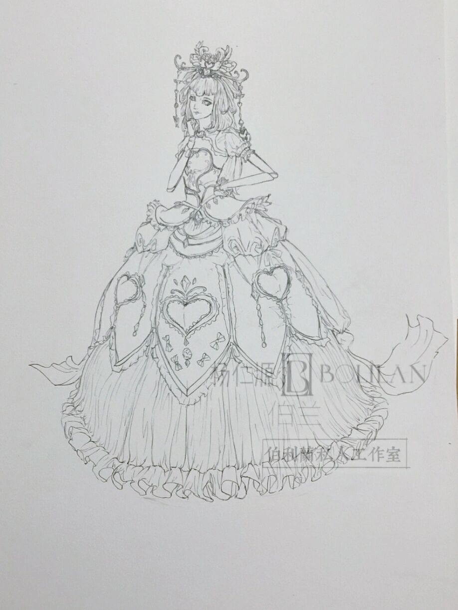手绘画画叶罗丽冰公主…线稿