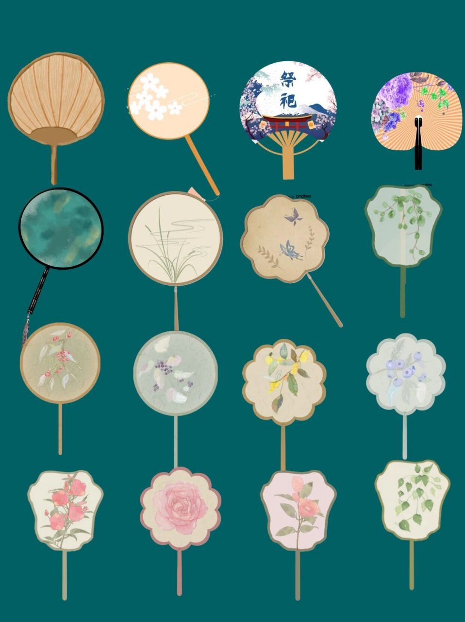 中国风|古风 扇子 png免抠素材合集 99扇子,如今是用来扇风祛热的