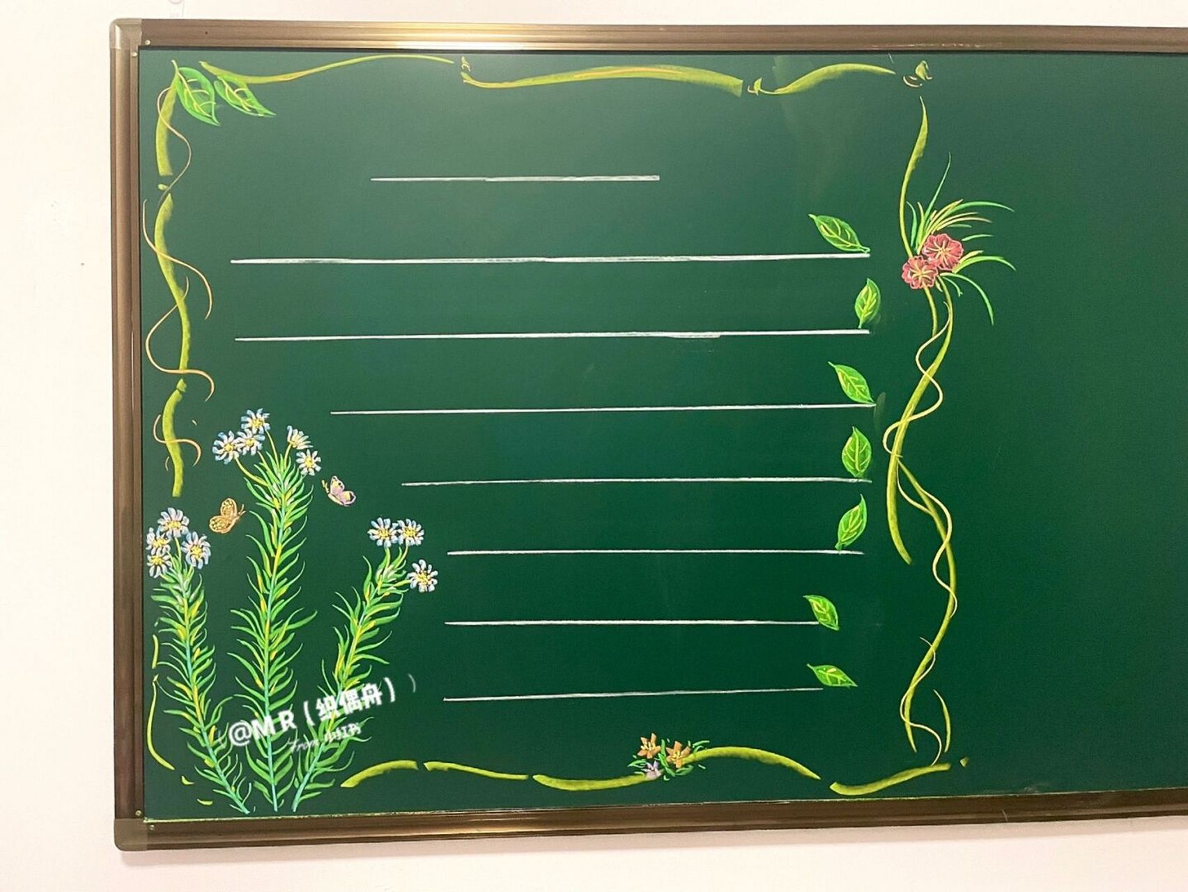 粉笔画(黑板报边框) 今天是简单的小清新边框啊  快搞起来[害羞][害羞