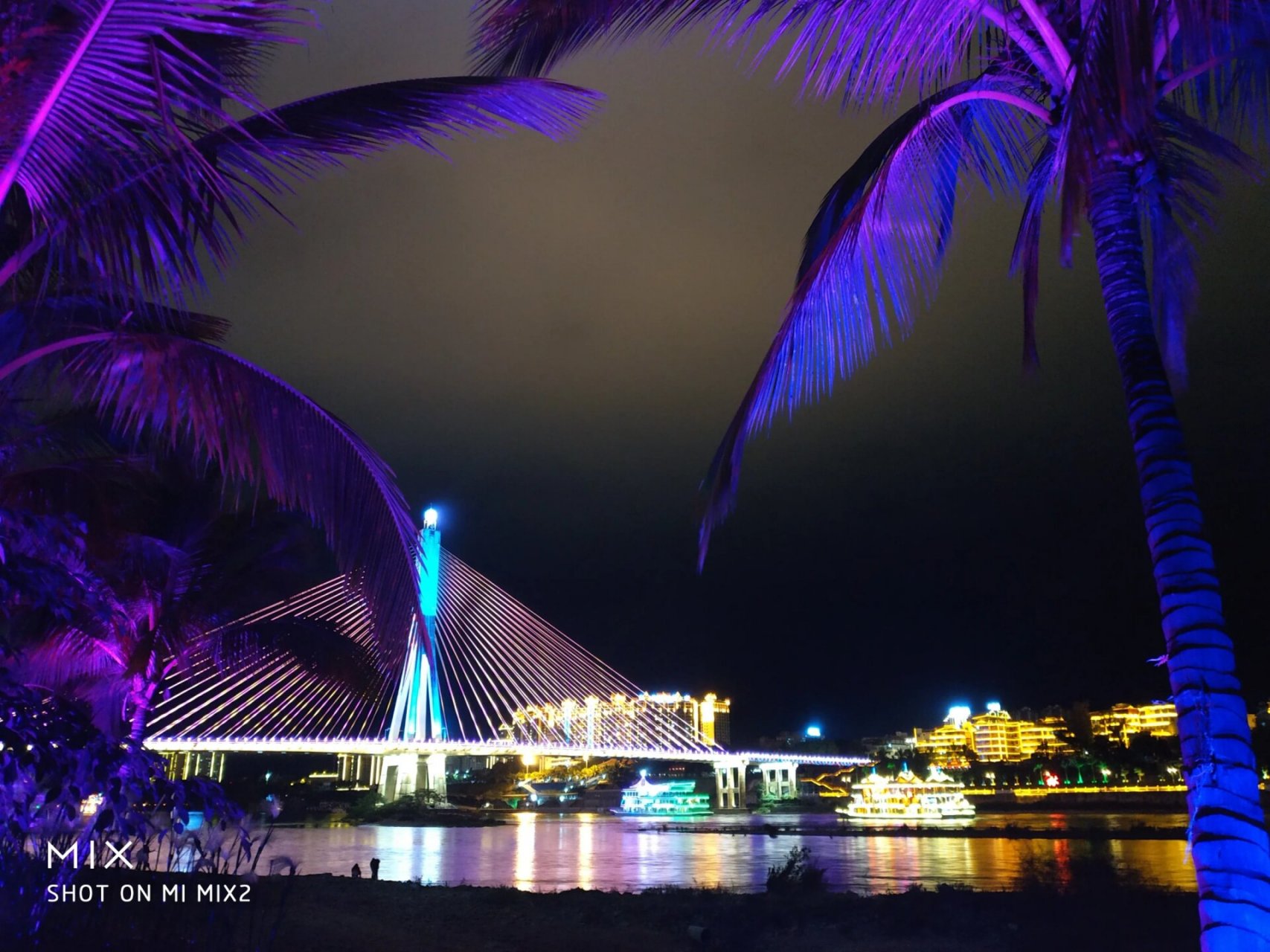景洪市澜沧江大桥 远眺夜色中的景洪市内的西双版纳大桥,作为景洪市