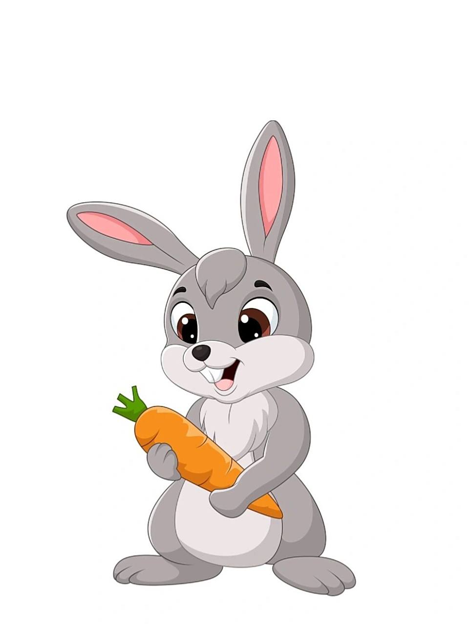 卡通插画|卡通可爱兔子 92小兔子吃食时三瓣嘴一抿一抿的.