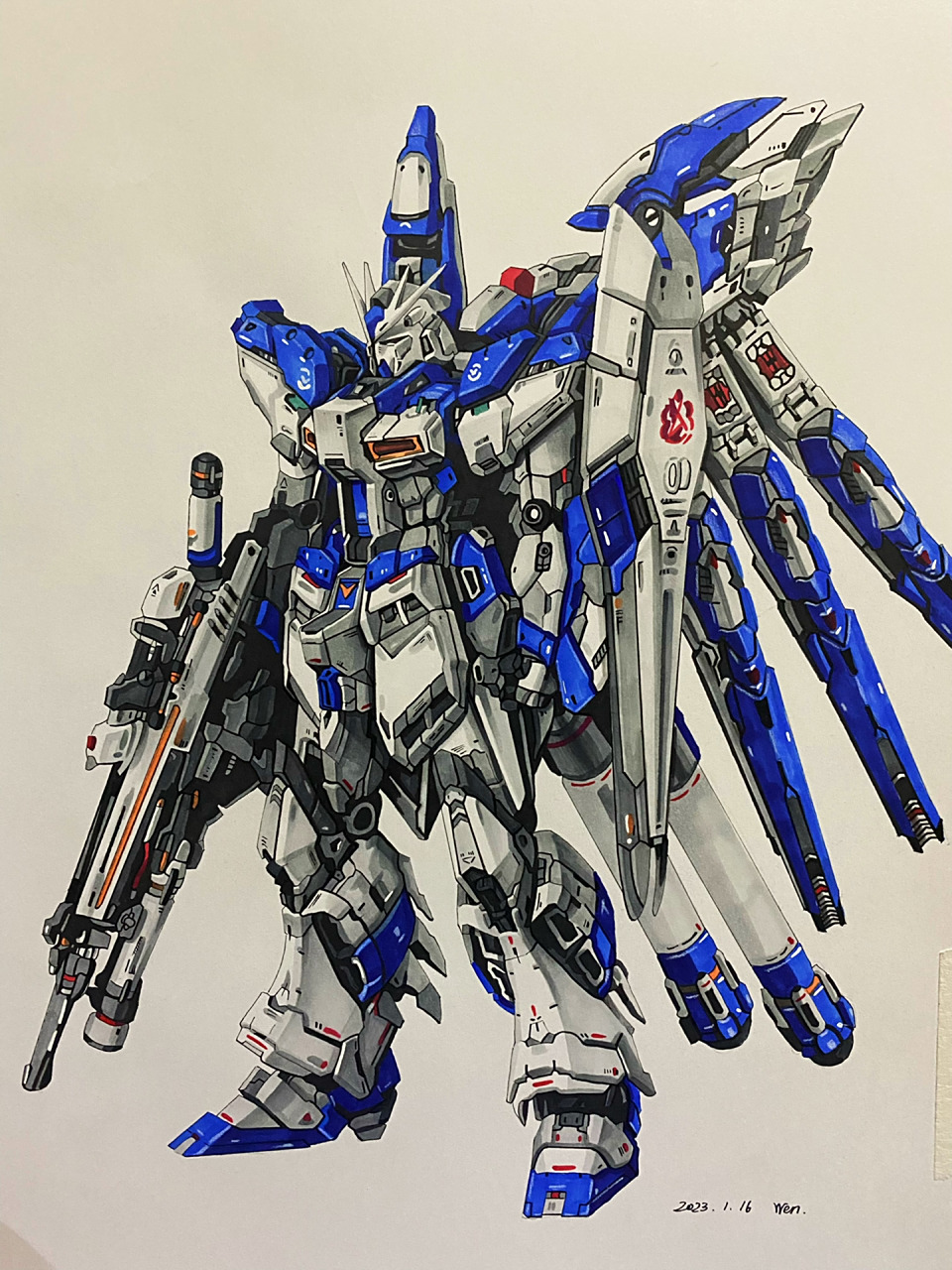 马克笔手绘高达 海牛 完结 感谢 兄弟的素材提供  虽然画这个很折磨人
