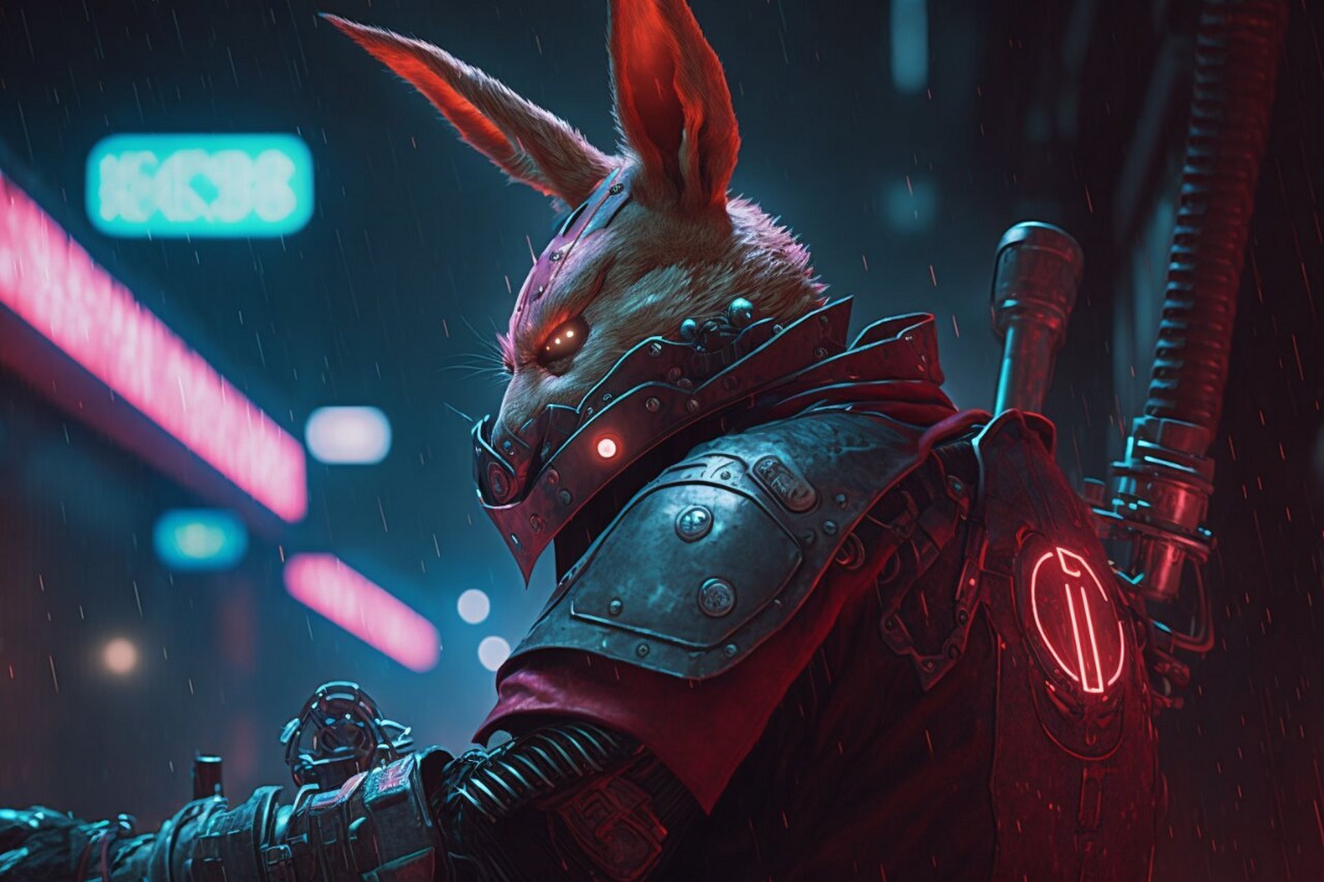 战斗机甲兔,赛博朋克风格 #赛博朋克#0202#兔子