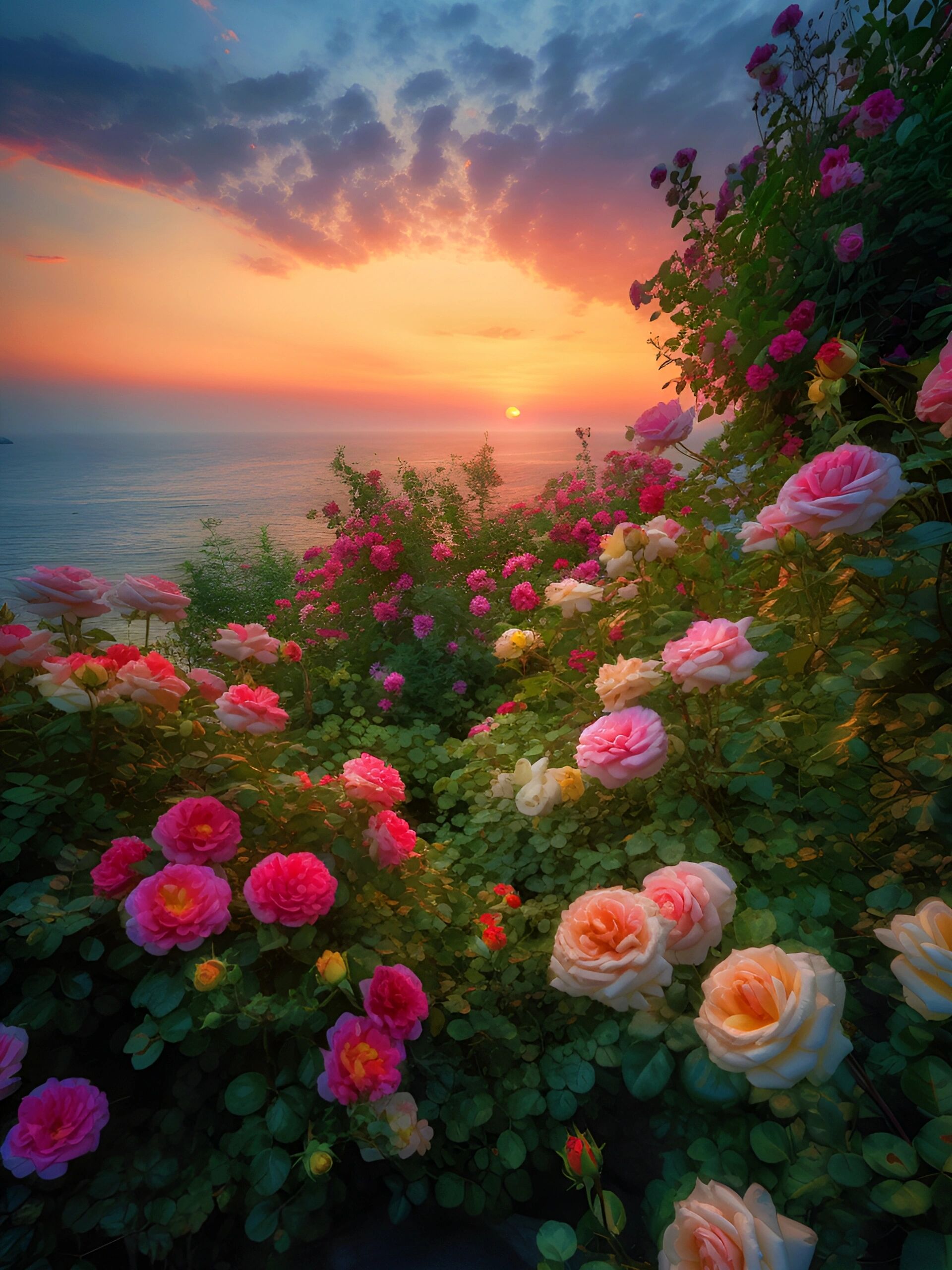 今日份唯美意境|夕阳下的玫瑰花海