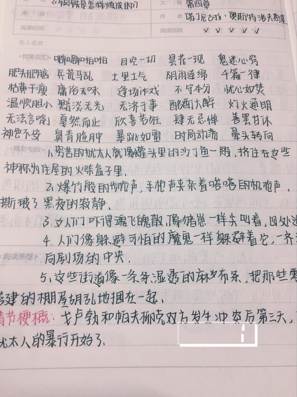 《钢铁是怎样炼成的》第四章 读书笔记
