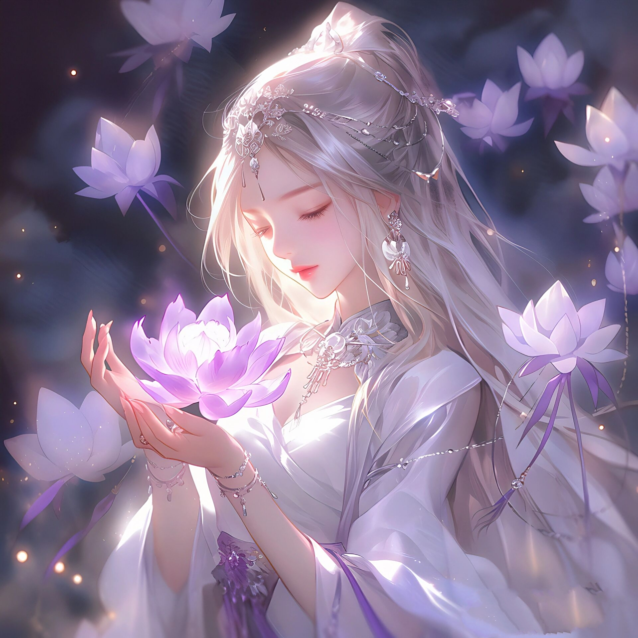 手执莲花,无忧无虑去凡尘!▏古风女生头像