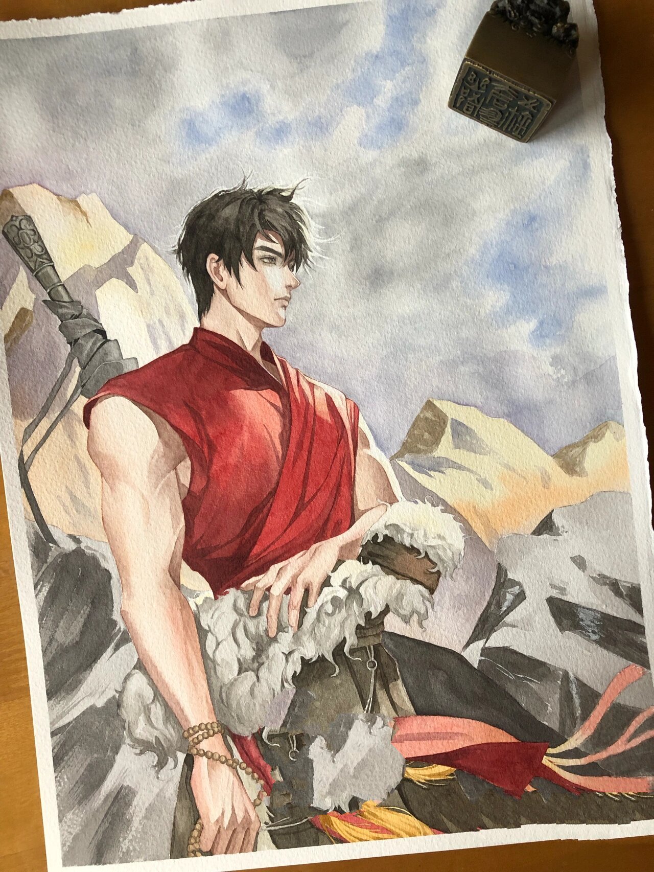 手绘水彩 盗墓笔记 张起灵(附过程)