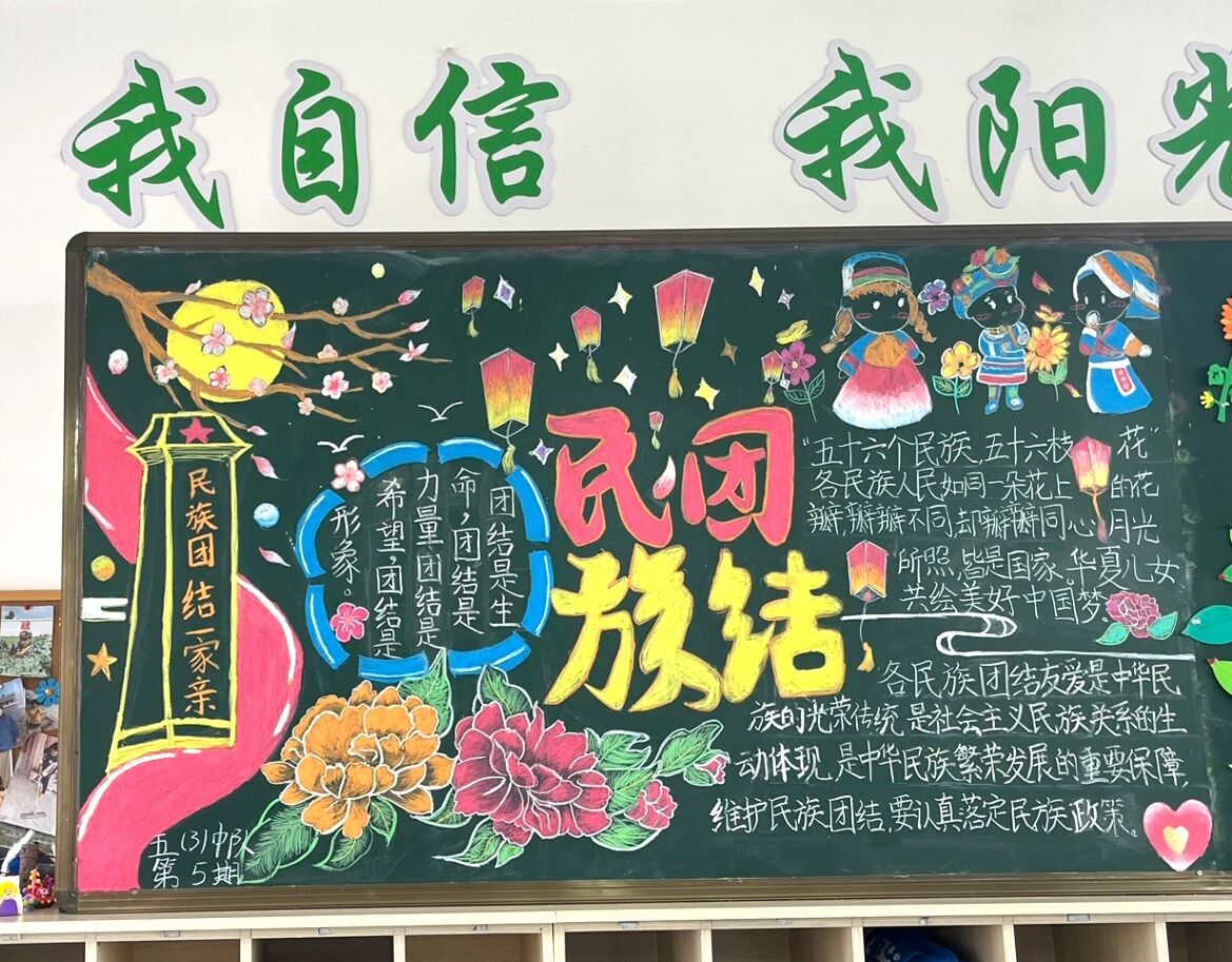 民族团结一家亲黑板报