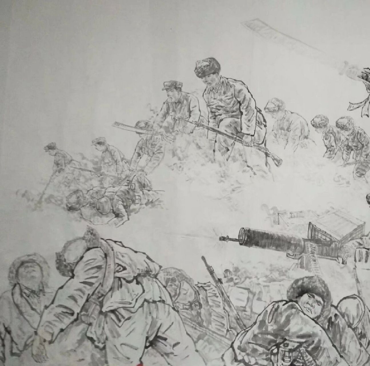 见证历史的时刻,让我们欣赏一组抗战国画 今天的这组国画,水墨表现力