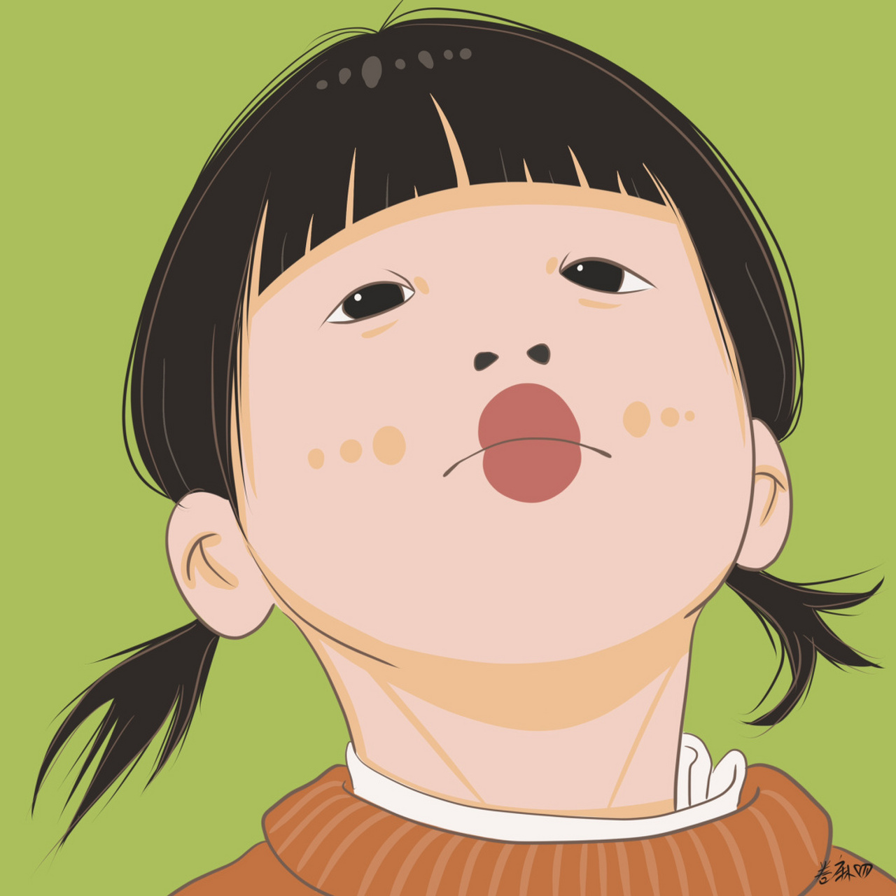 插画 | 头像 | 齐刘海噘嘴吧小女孩 图片92二改92商用92去签名