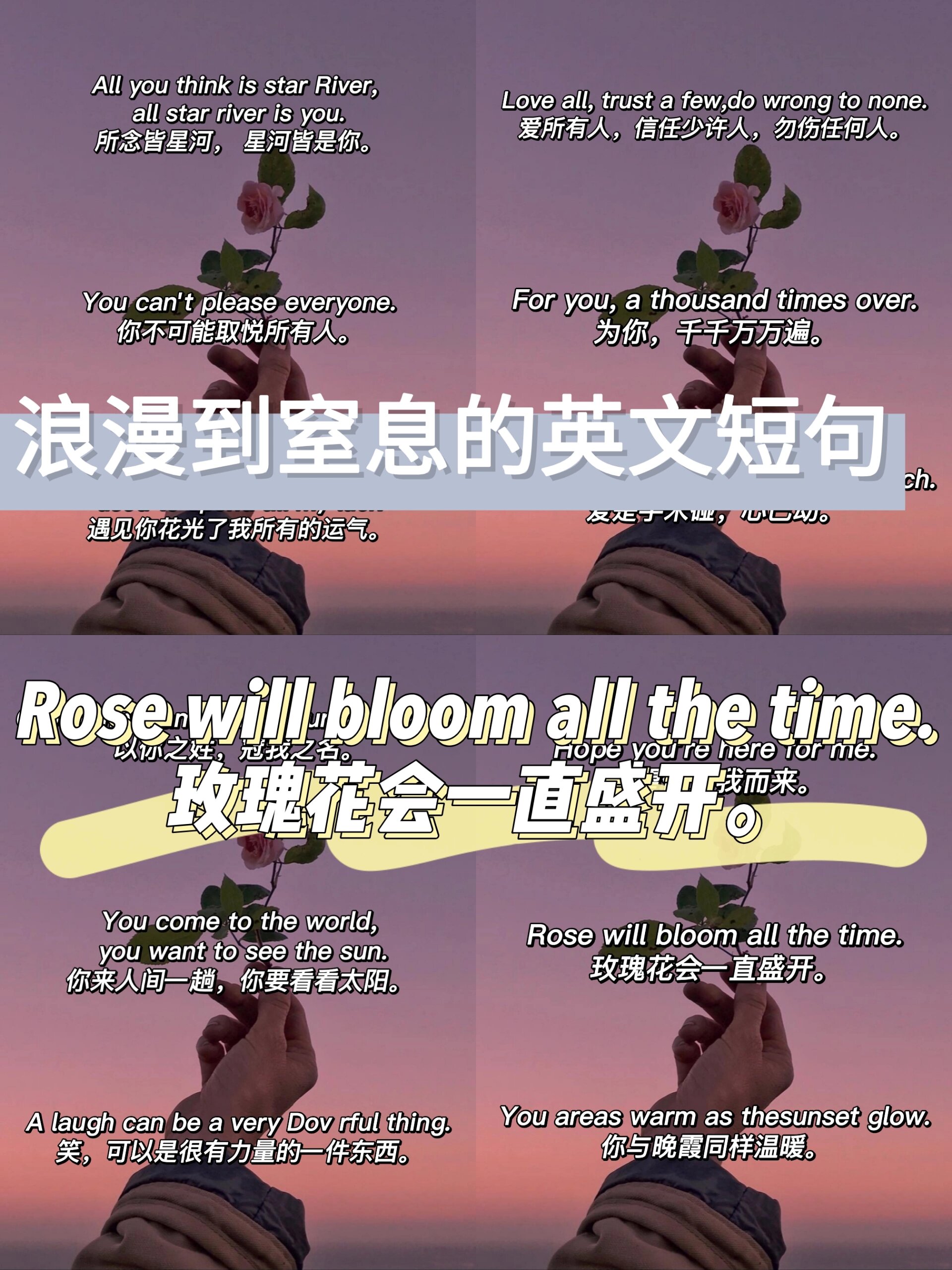 我是清风~ 他强任他强,清风拂山岗 今天给大家整理一些浪漫的英文句子