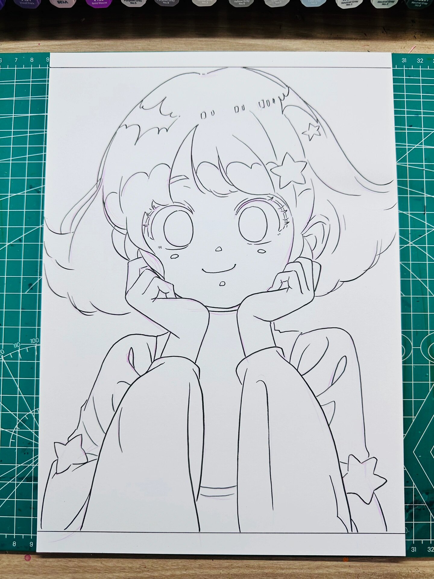 星星78系列女孩 | 马克笔手绘漫画女孩