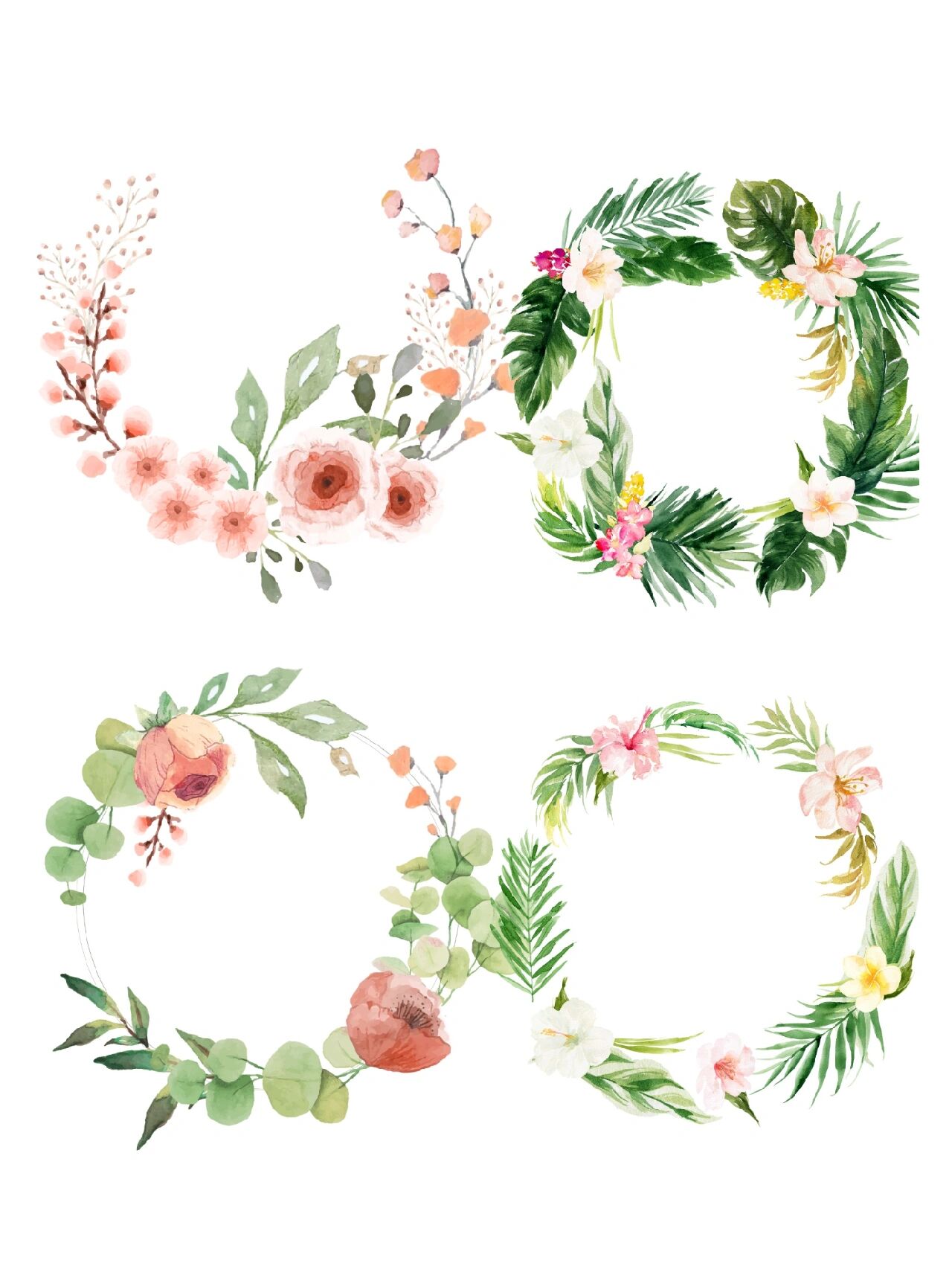 超美经典圆形边框|免抠高清花卉圆形边框