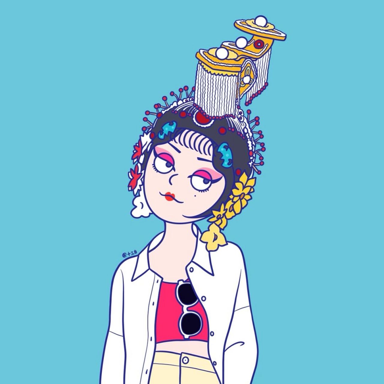 原创插画头像"戏曲女孩" 系列 眼前戏,腔缓急,一折演得淋漓.