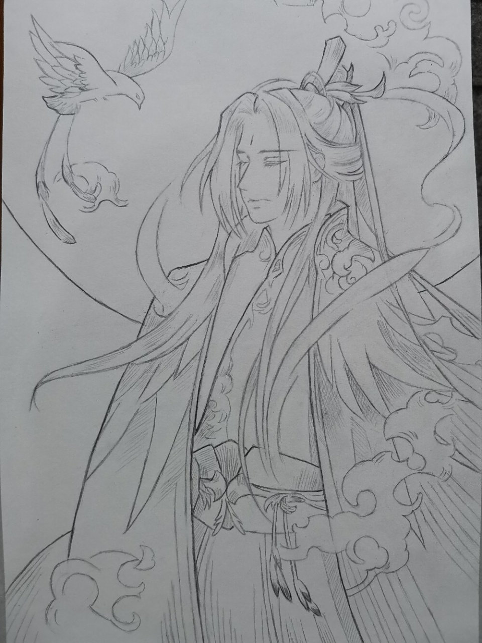 古风男子,铅笔画临摹 今天用了六个小时画完,可能我画的比较拖拖拉拉