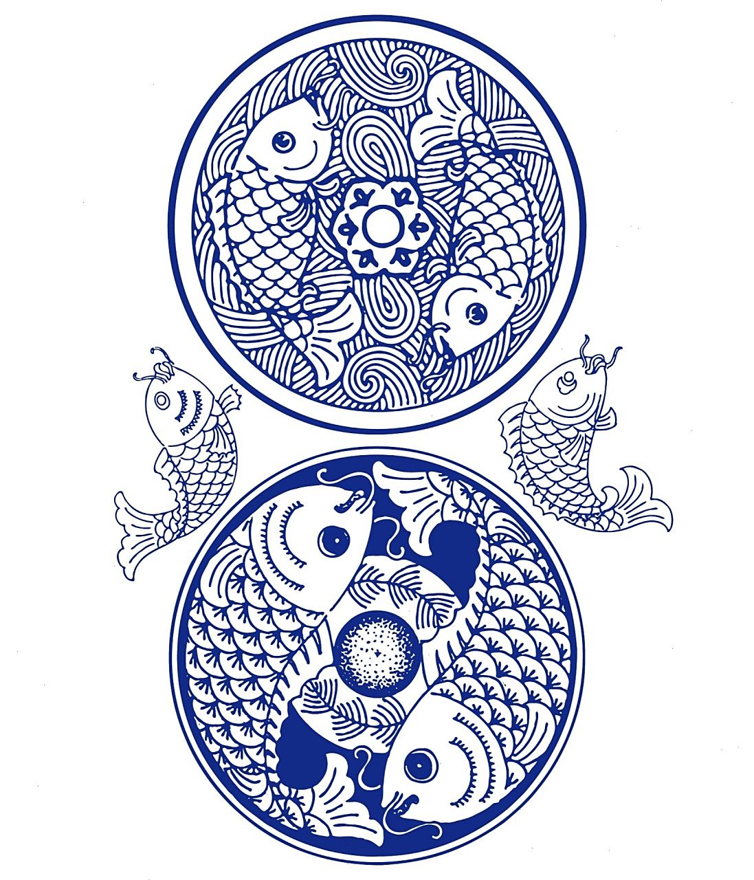 传统古典图案纹饰-鱼纹(14) 鱼纹是中国传统寓意纹样,图案表现为鱼的