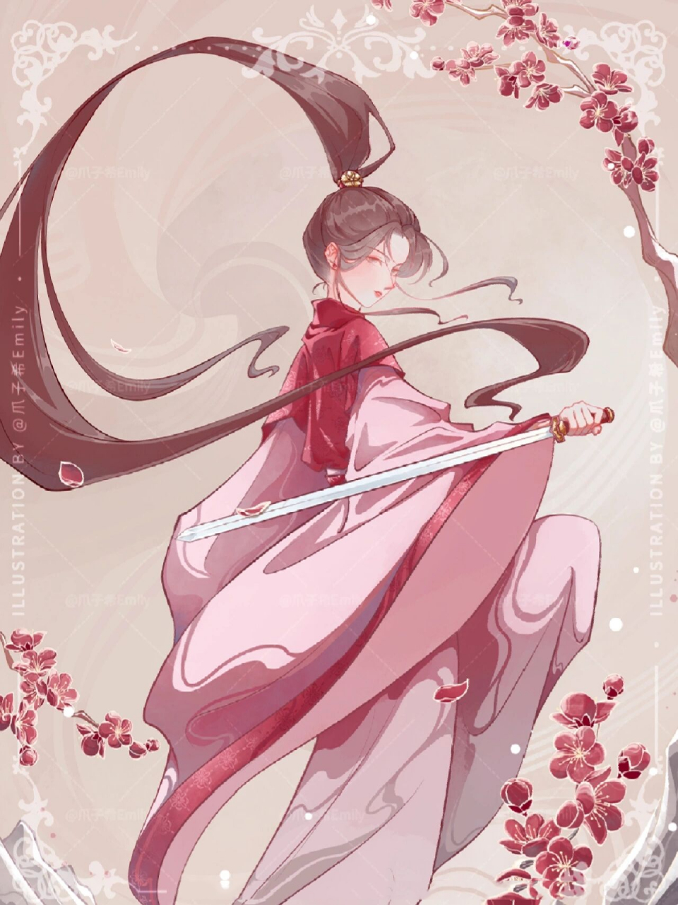 左滑全身图→梅花花神中国古风人物插画 一月花神是高冷的梅花哦 高级