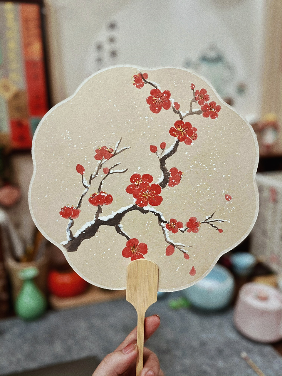 梅花团扇系列～傲雪红梅 唯有暗香来～美丽的红梅系列