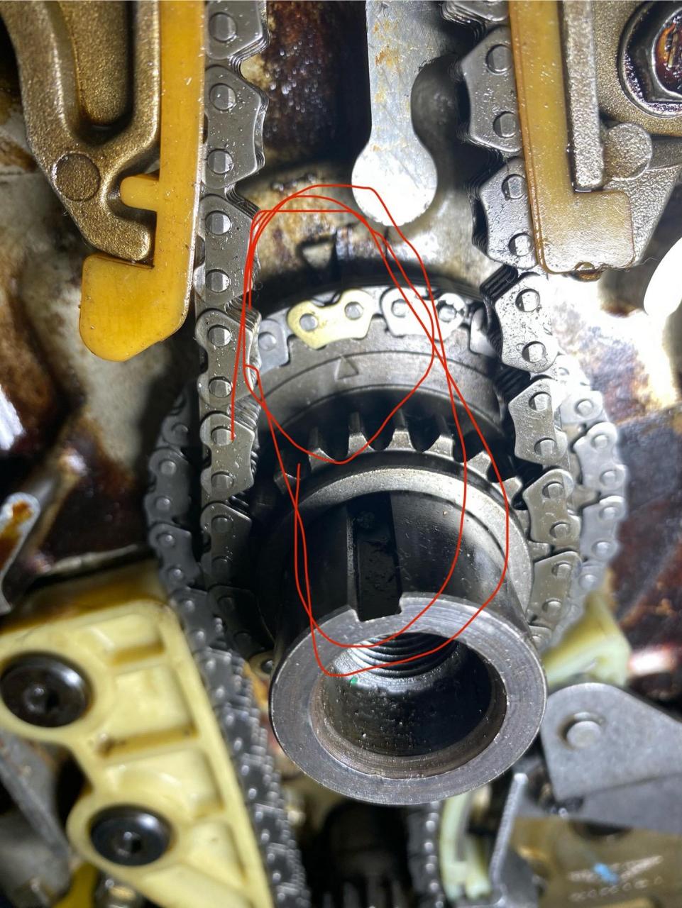 老款本田奥德赛哒哒哒响完后没有机油压力,机油泵链条断了,更换链条