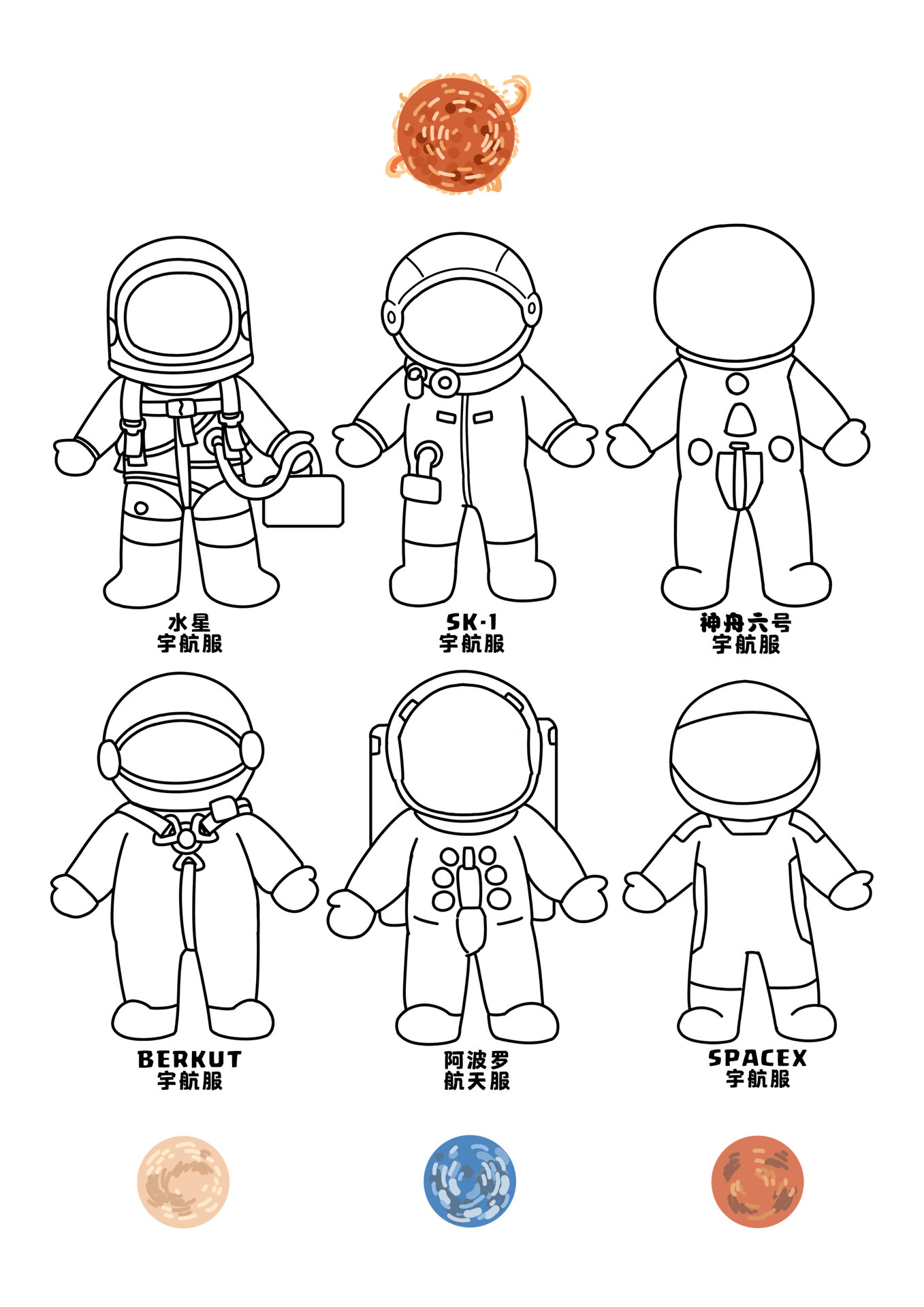 超火的宇航员简笔画,建议码下练习