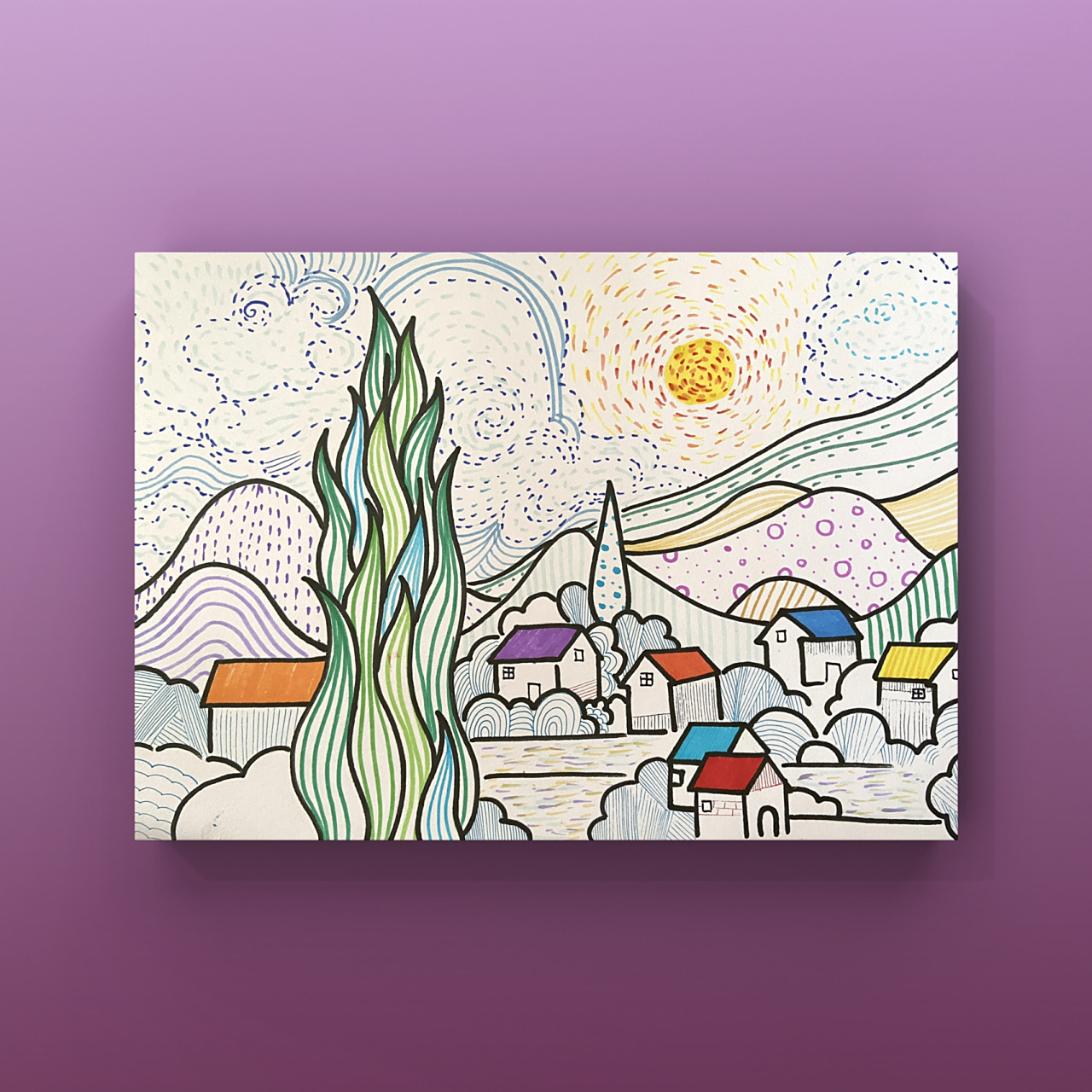 创意儿童画·74《星空91梵高》·线描水彩笔 74《星空91梵高