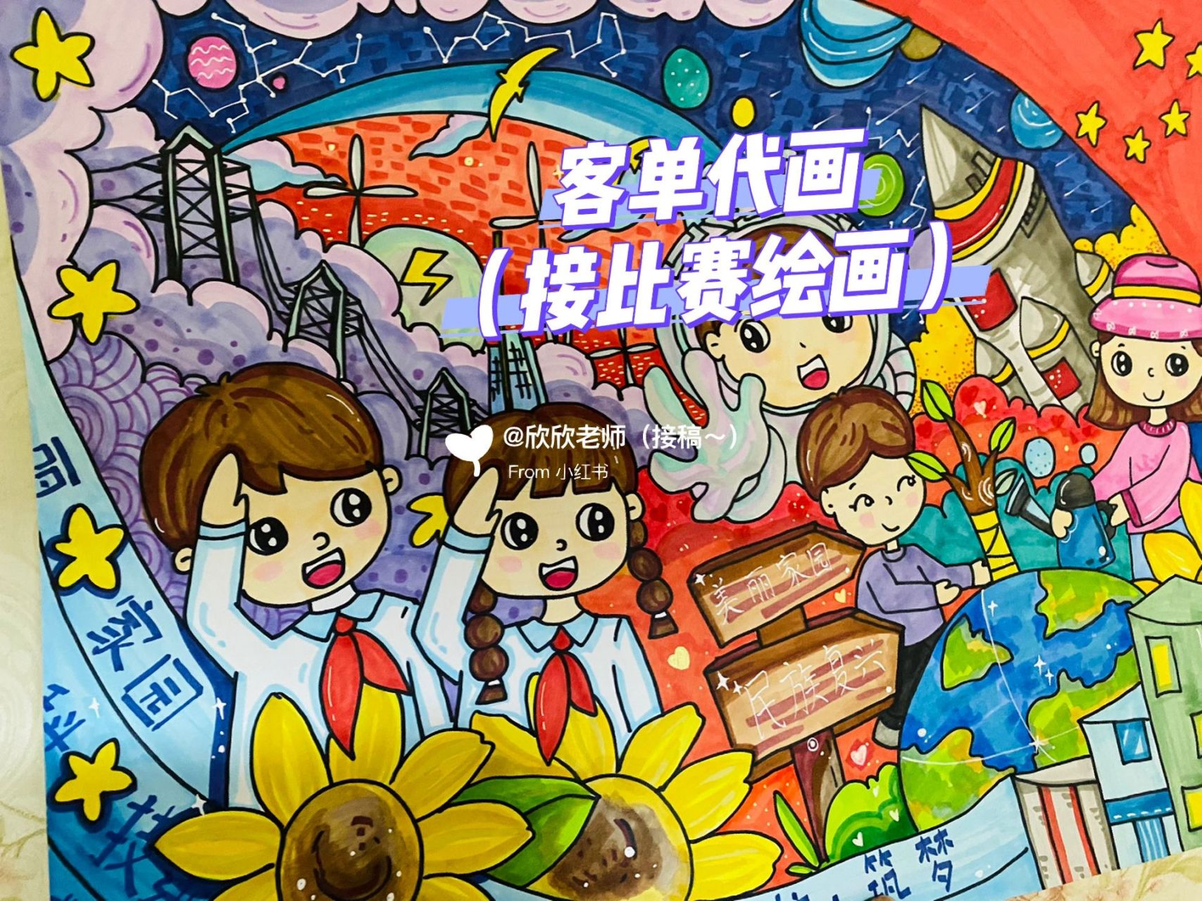 成长逐梦美丽家园主题绘画 成长·守护·筑梦 争做堪当民族复兴重任的