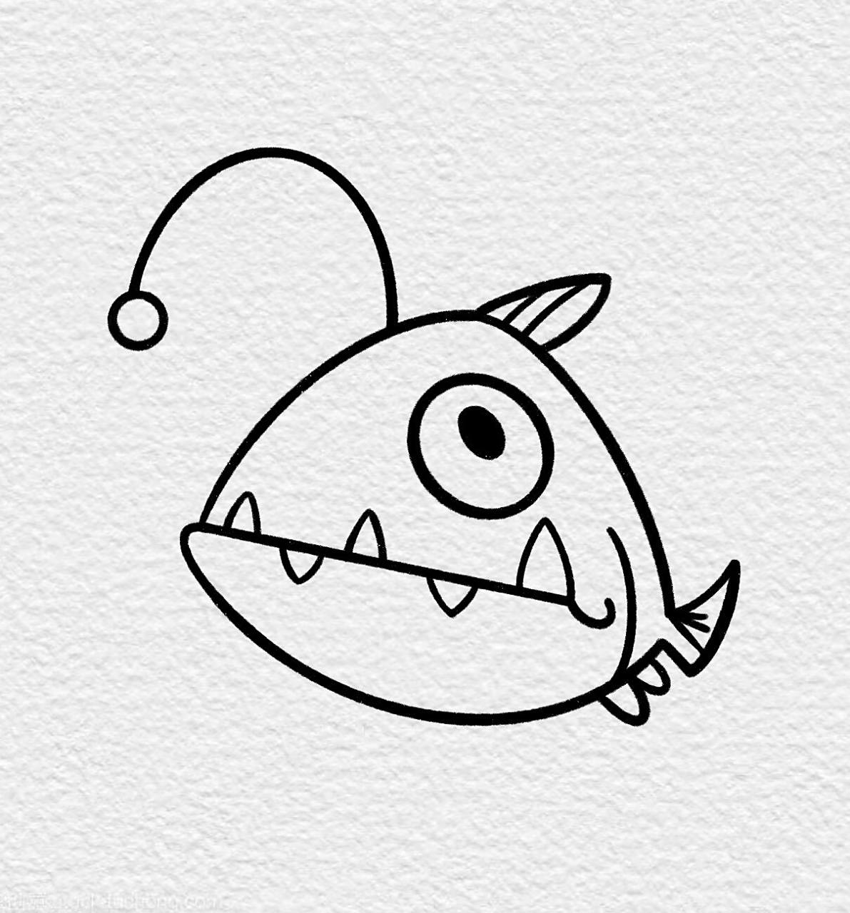 78零基础简笔画|安康鱼步骤图