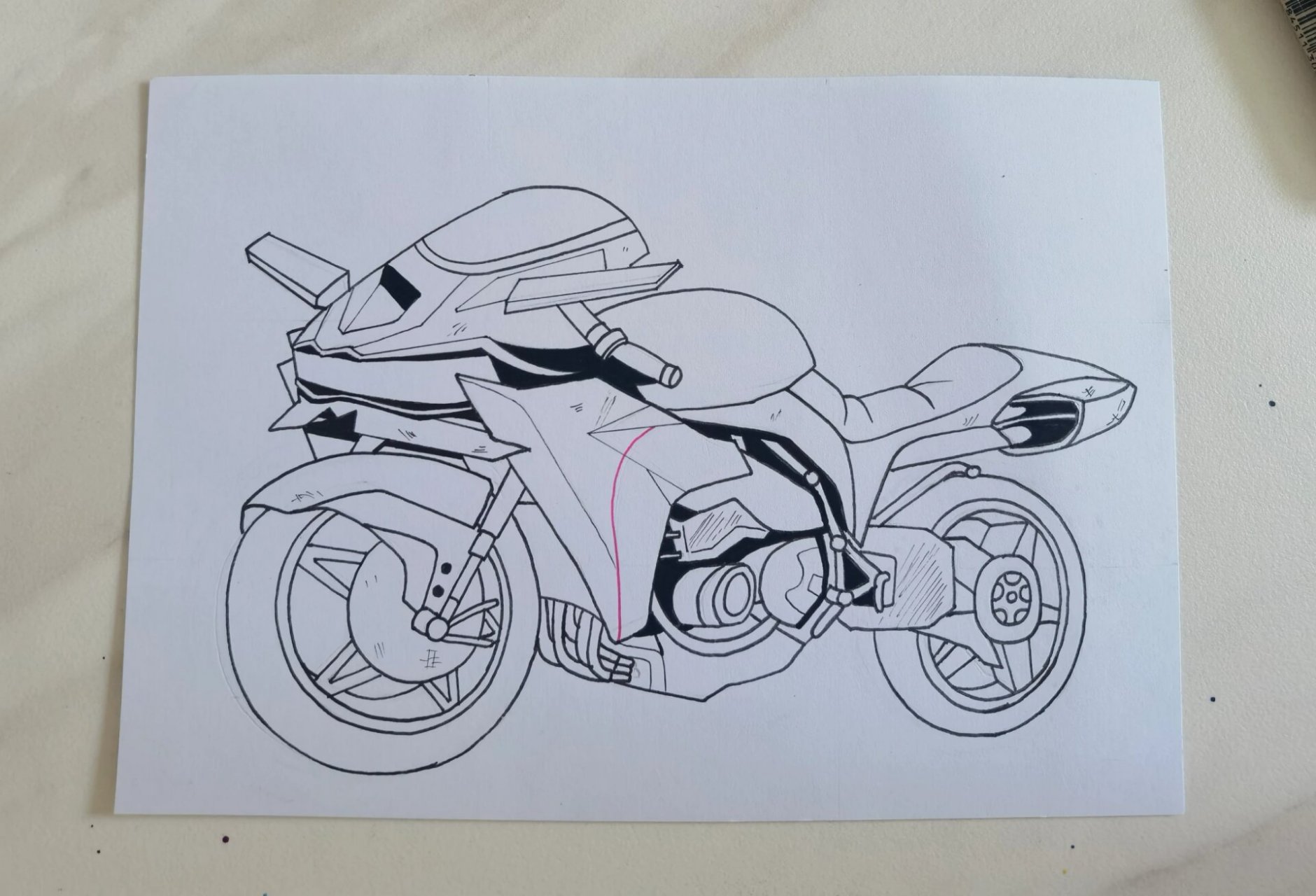 马克笔手绘|和平精英 火箭少女101摩托车这款皮肤真的好喜欢 所以就画